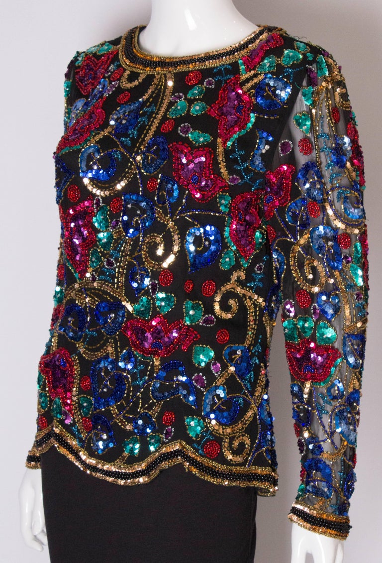 80s Oleg Cassini Beaded Top main image 0