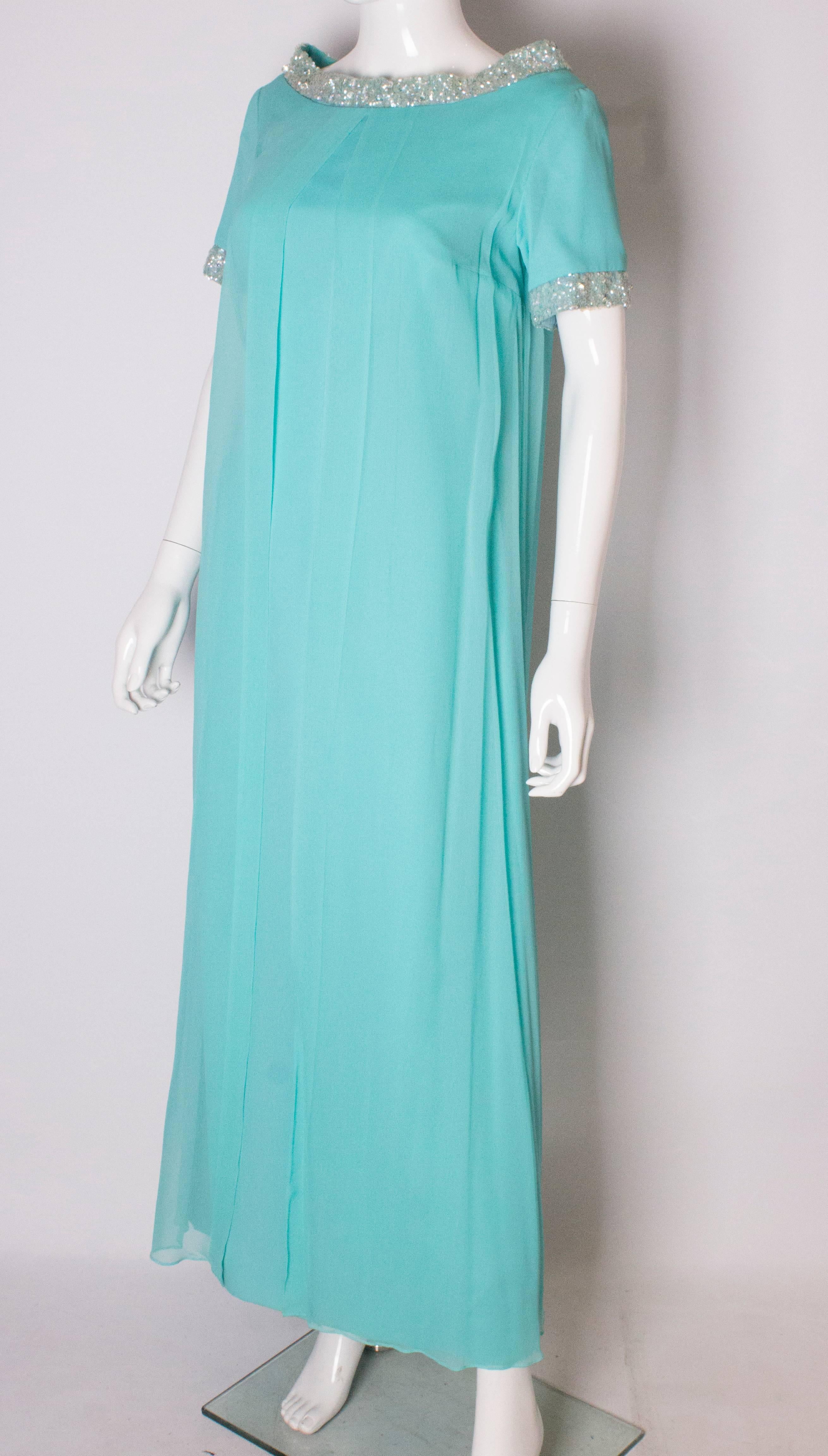 A Vintage 1960s pale blue evening gown by Polmarks Models In Good Condition In London, GB