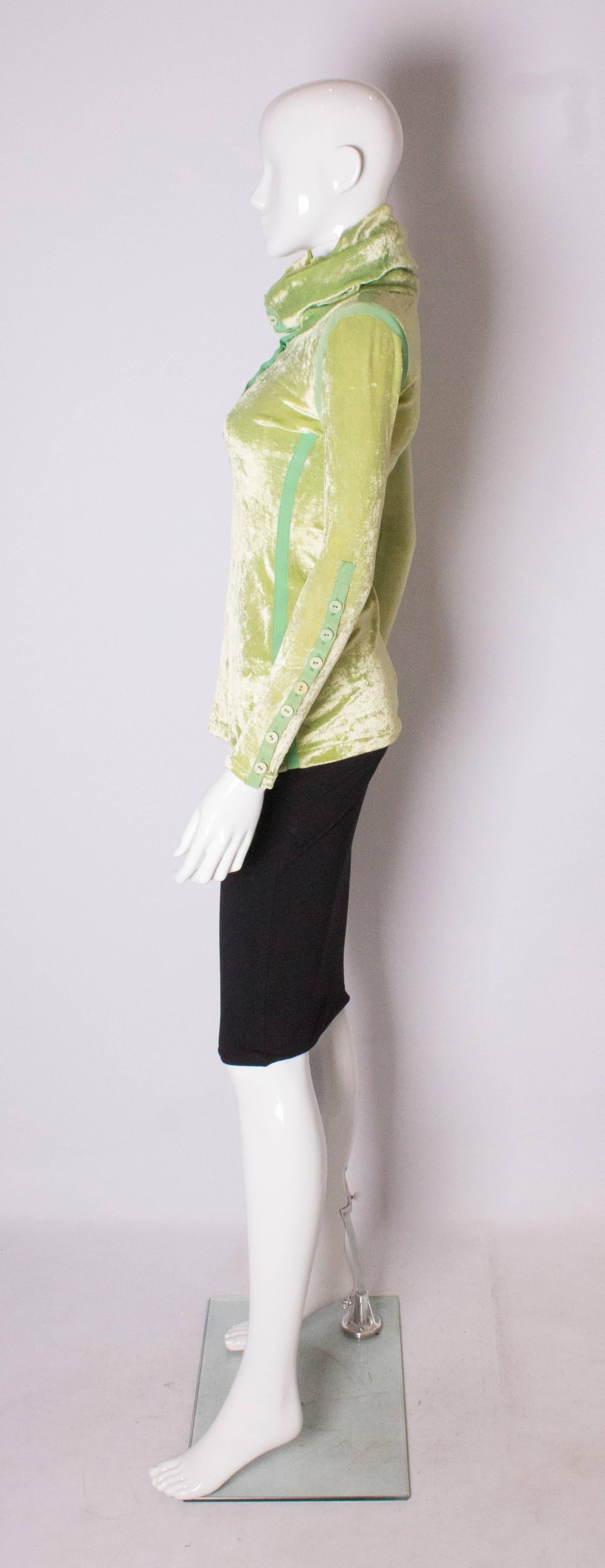 Women's A Vintage 1990s Green Silk Velvet Top