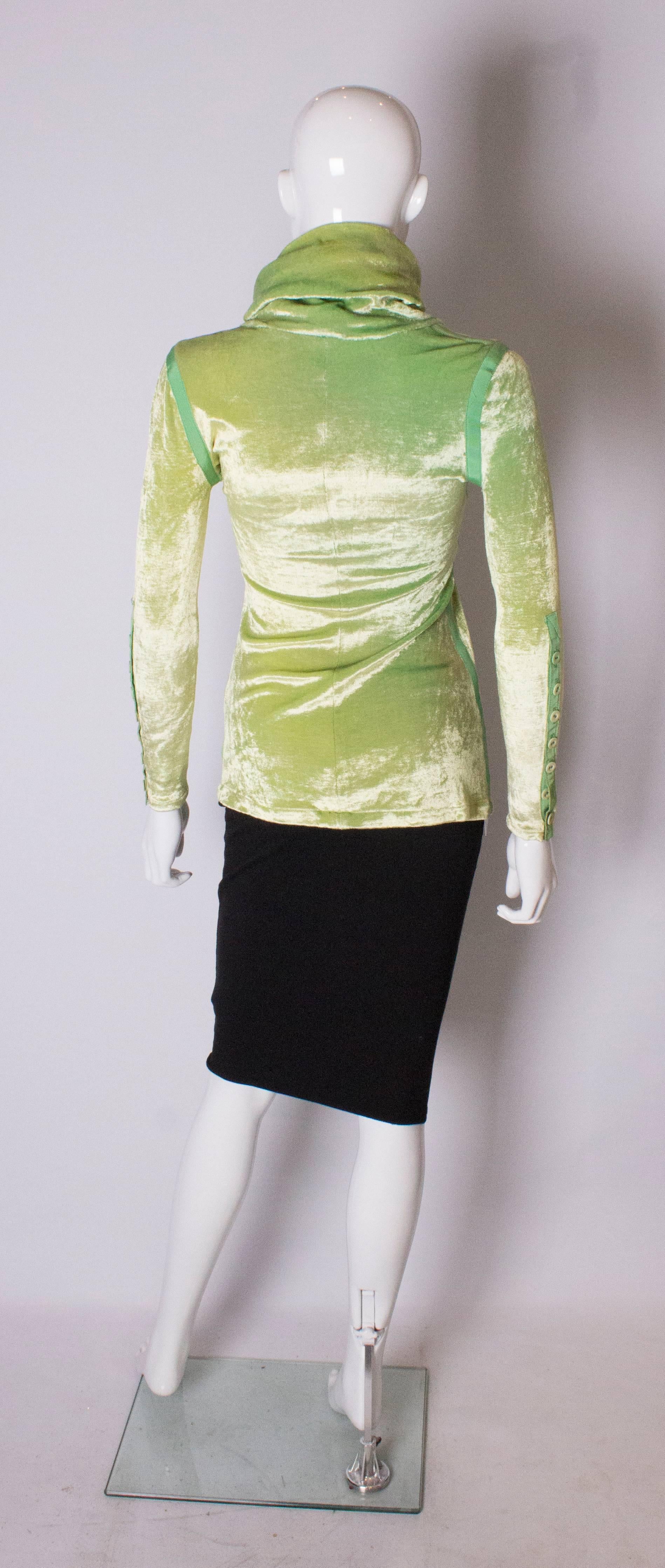 A Vintage 1990s Green Silk Velvet Top 2