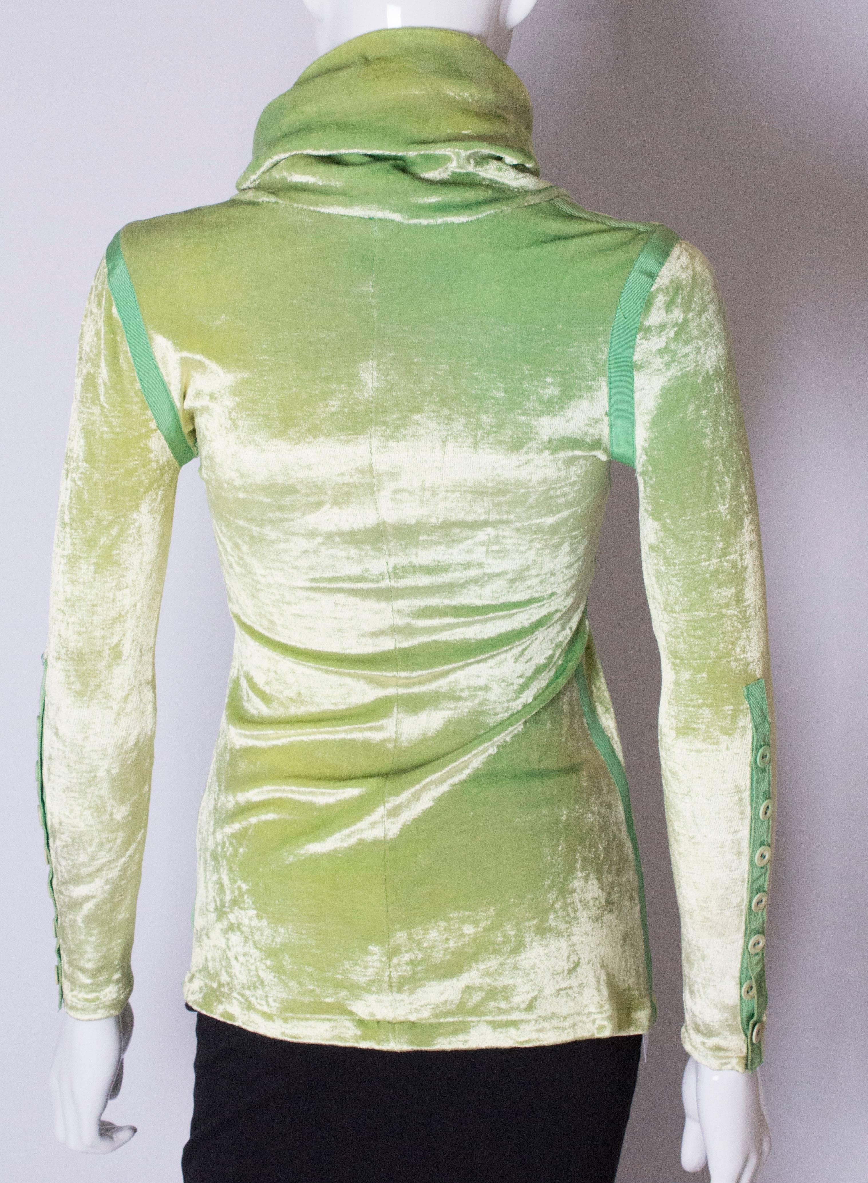 A Vintage 1990s Green Silk Velvet Top 3