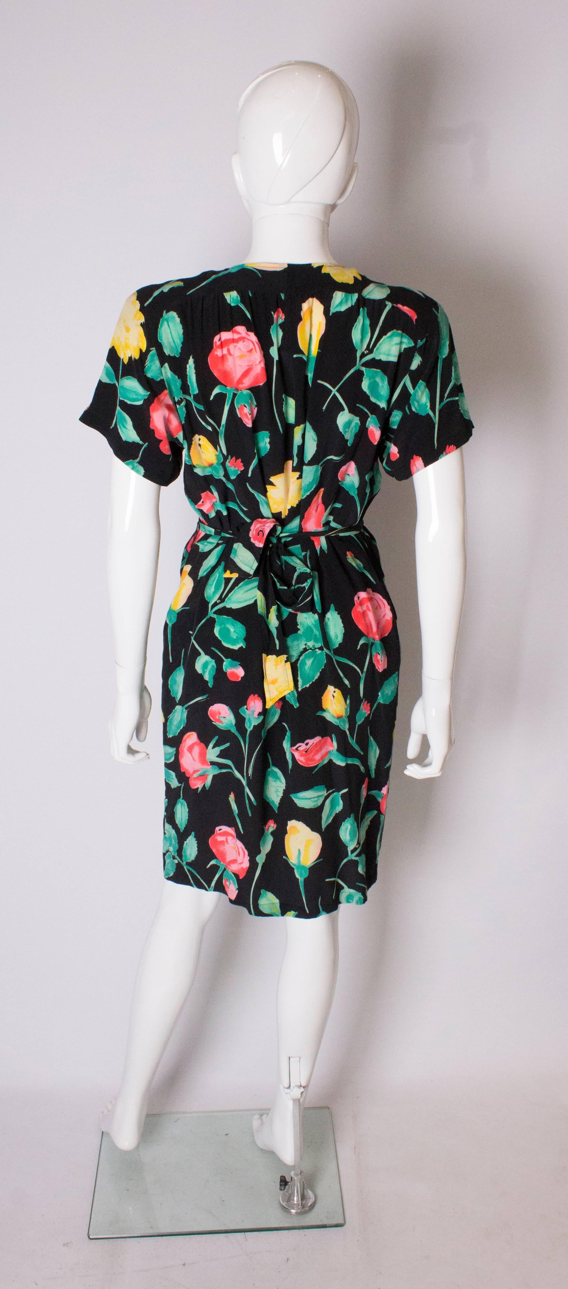 A 1990s Vintage floral printed Silk day Dress by Ungaro 2