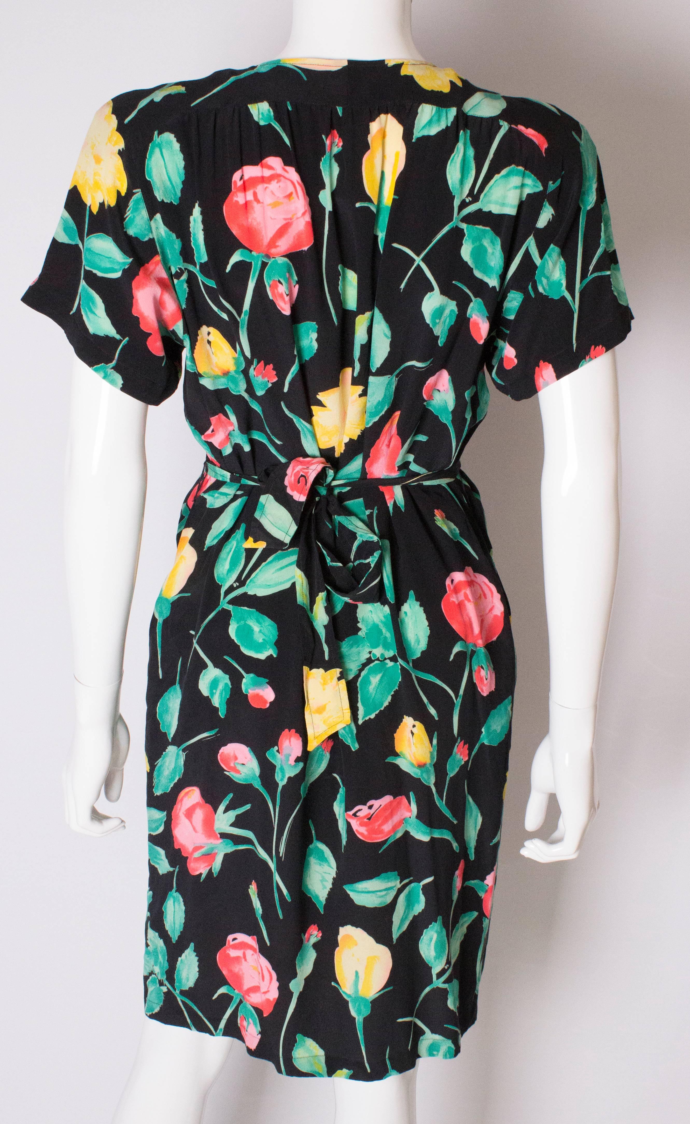 A 1990s Vintage floral printed Silk day Dress by Ungaro 3