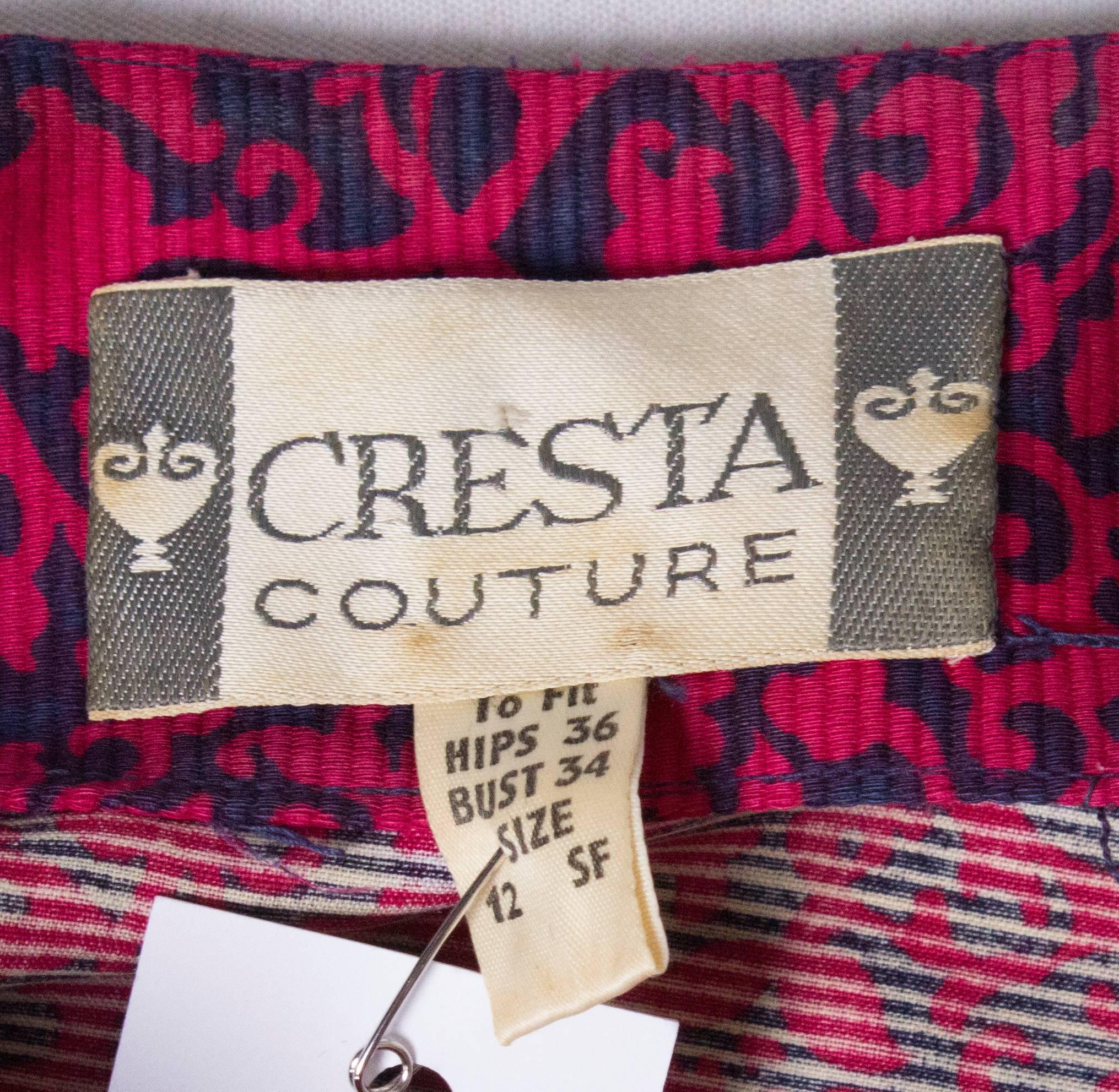 A Vintage 1960s Cresta Couture Dress For Sale 1