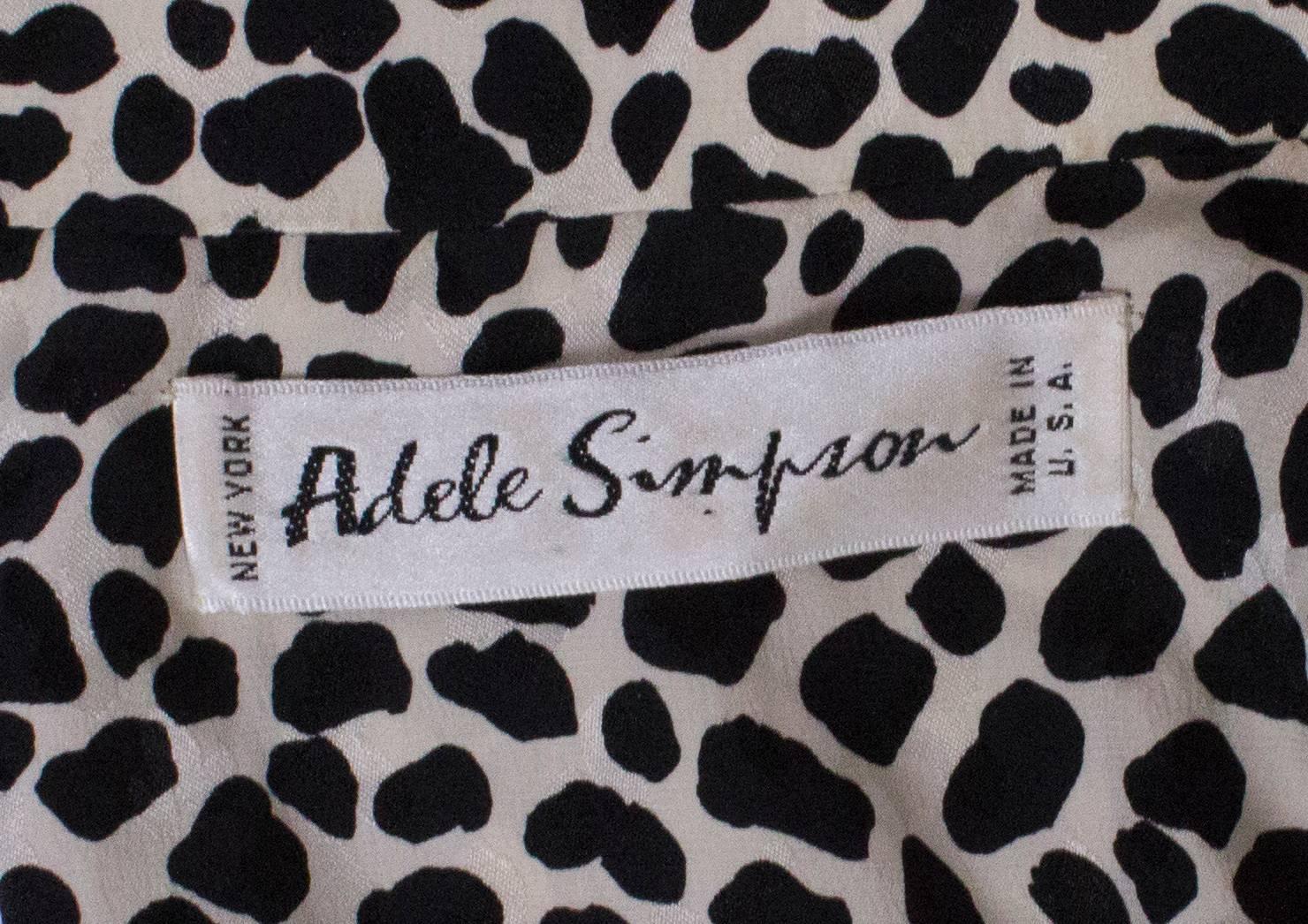A Vintage 1980s Black and White printed Dress with bow detail by Adele Simpson 5