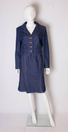 A Vintage 1980s denim Donald Campbell two piece Suit with a skirt and jacket