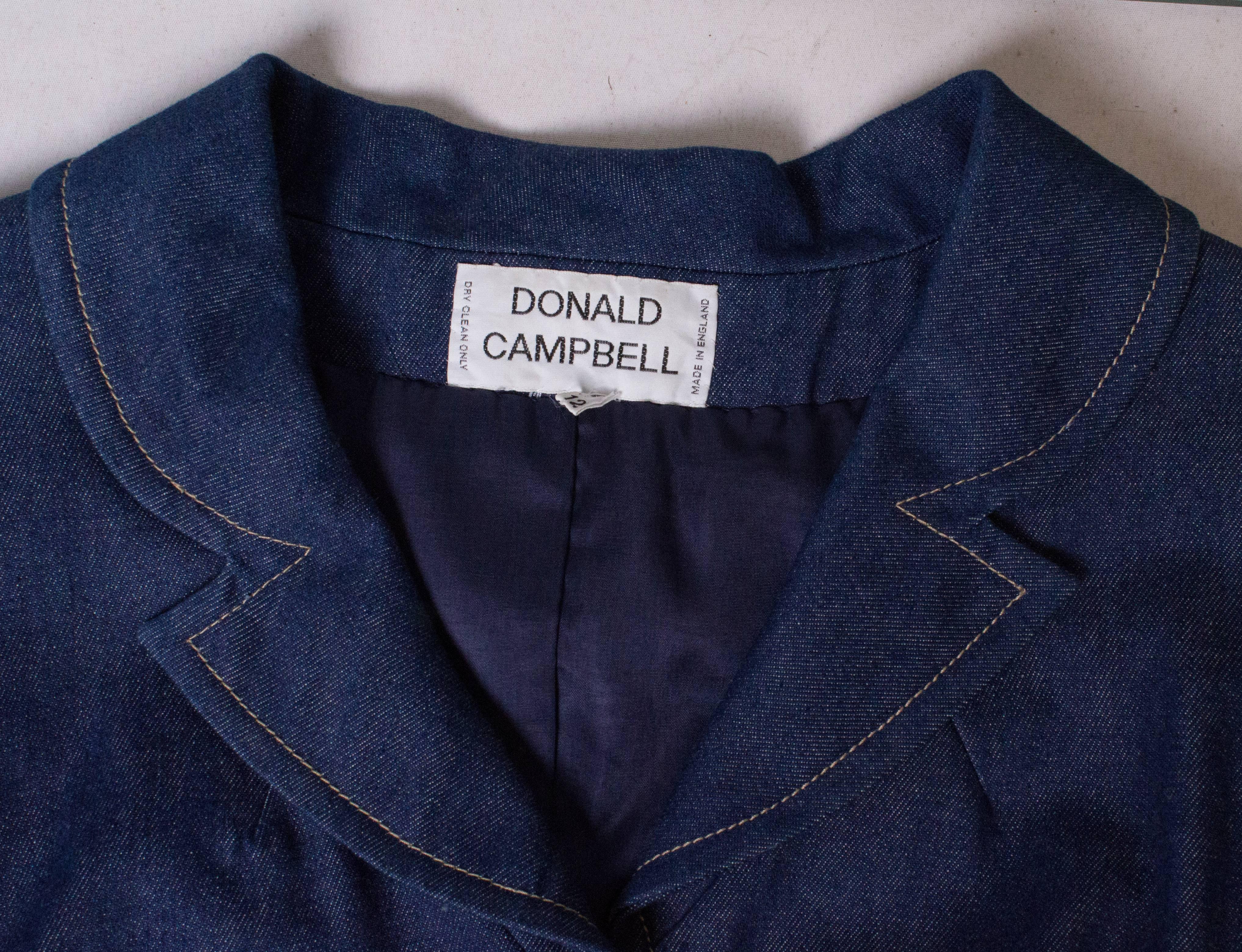 A Vintage 1980s denim Donald Campbell two piece Suit with a skirt and jacket For Sale 4