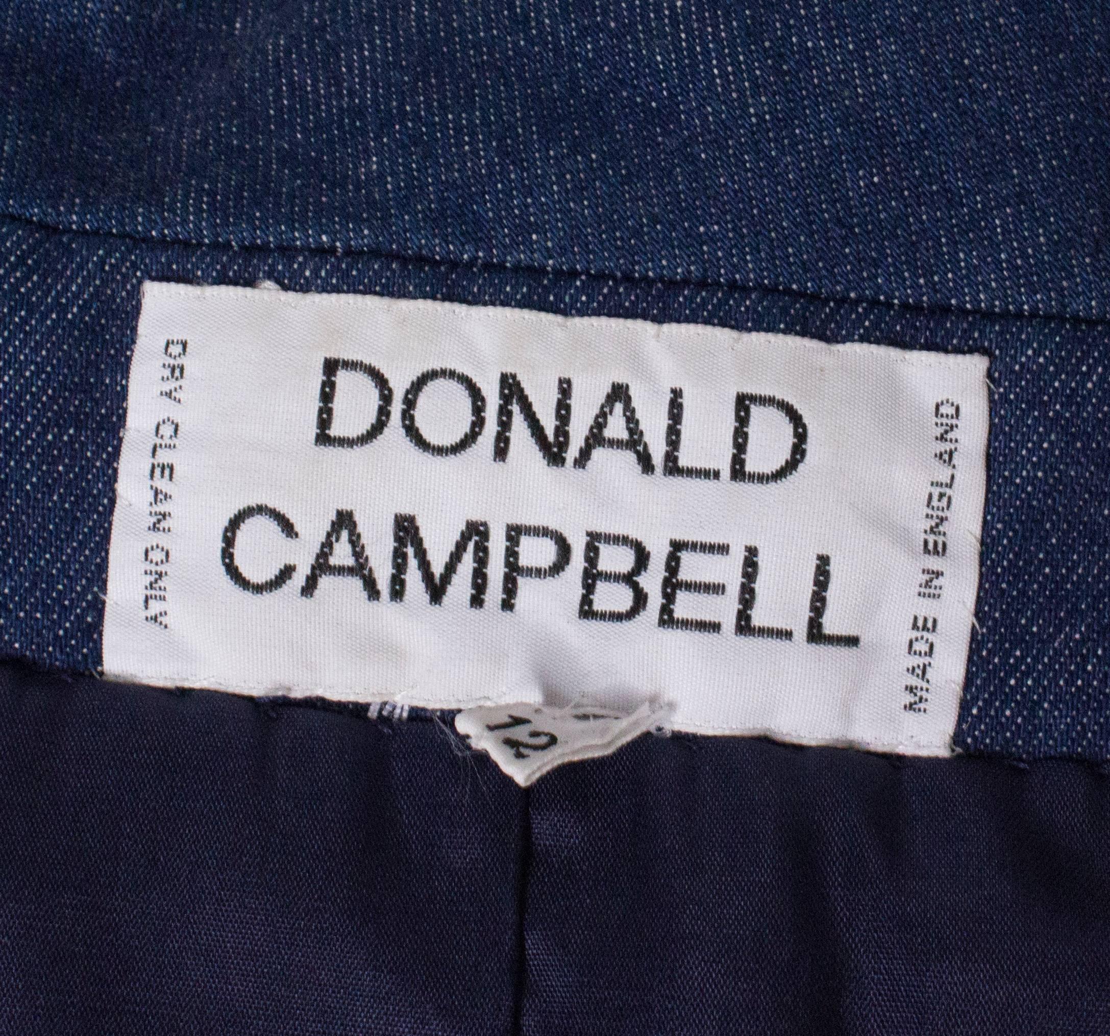 A Vintage 1980s denim Donald Campbell two piece Suit with a skirt and jacket For Sale 5