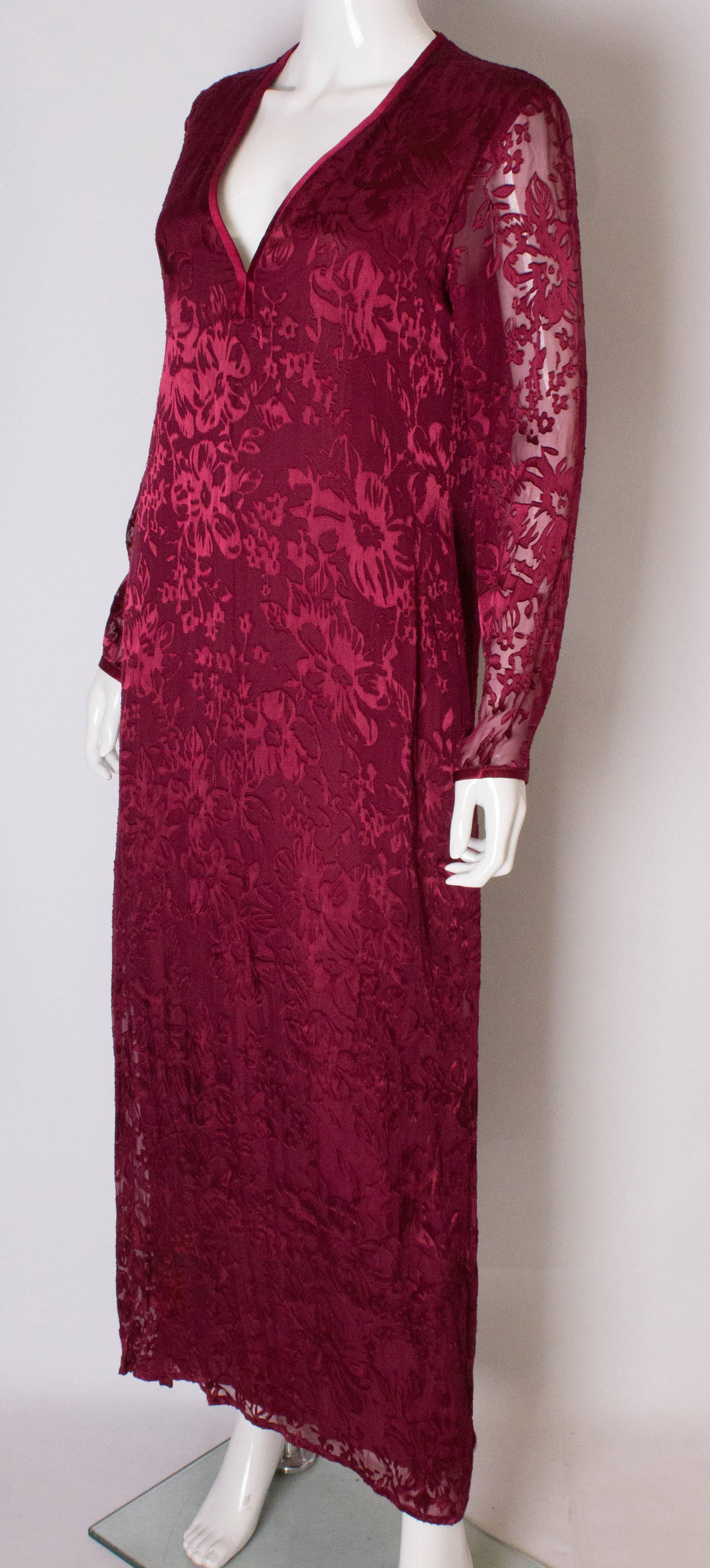 Caftan/robe devore vintage par Sara Sturgeon. Bon état - En vente à London, GB