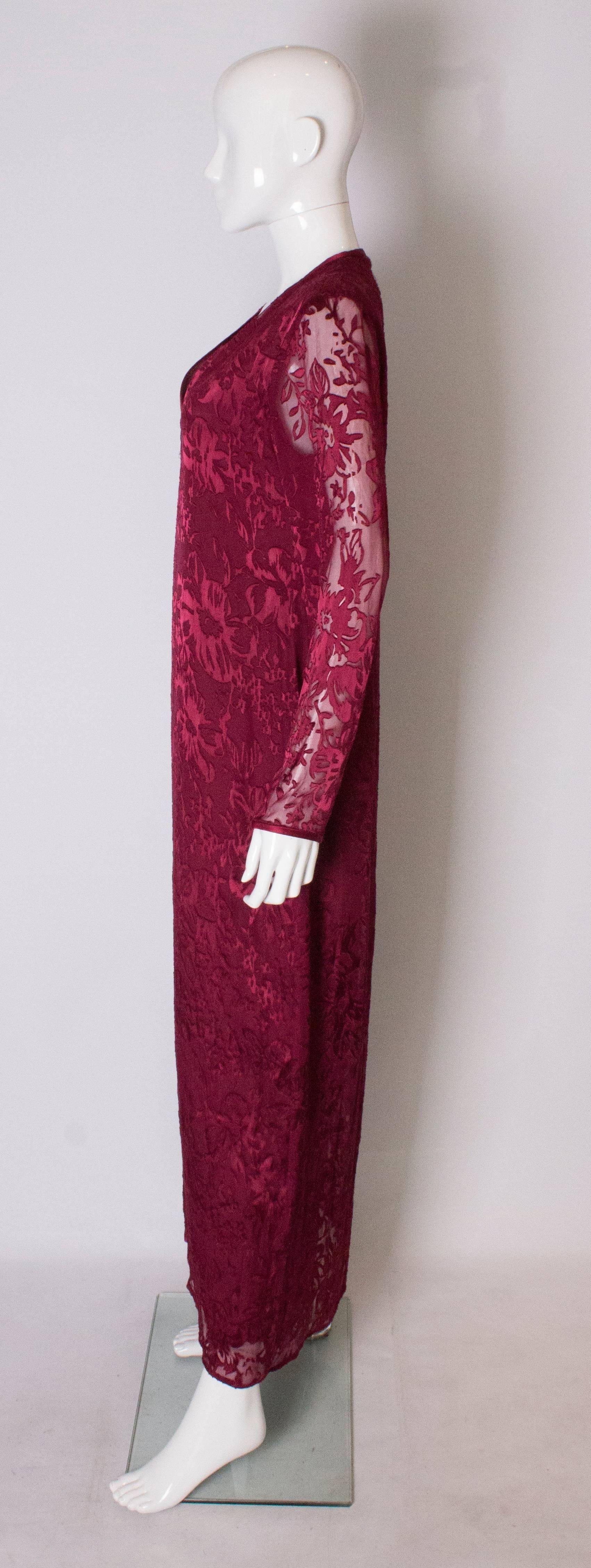 Caftan/robe devore vintage par Sara Sturgeon. Pour femmes en vente