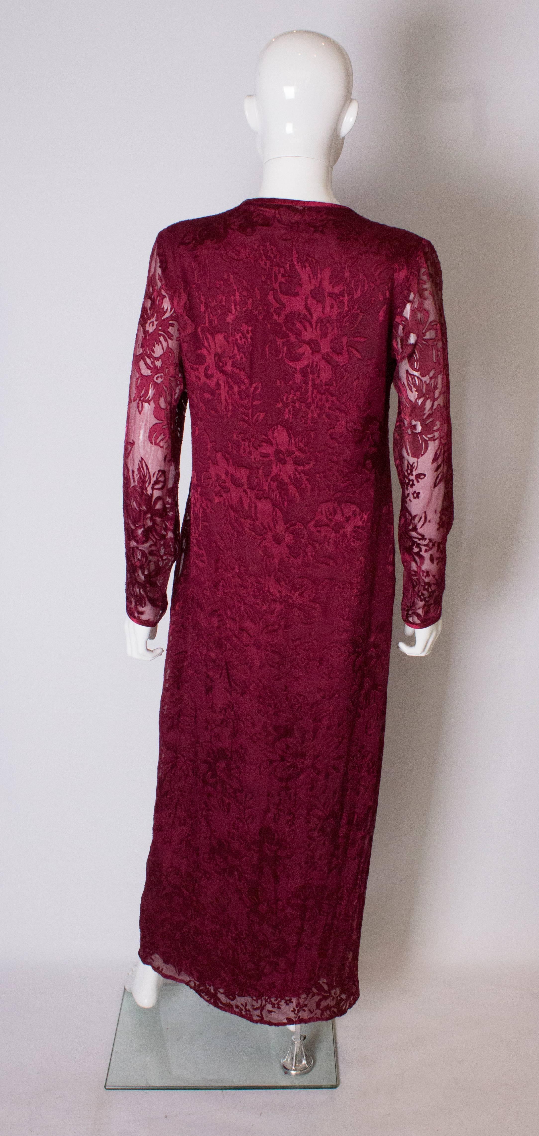 A Vintage devore Kaftan / Dress by Sara Sturgeon. In Good Condition For Sale In London, GB