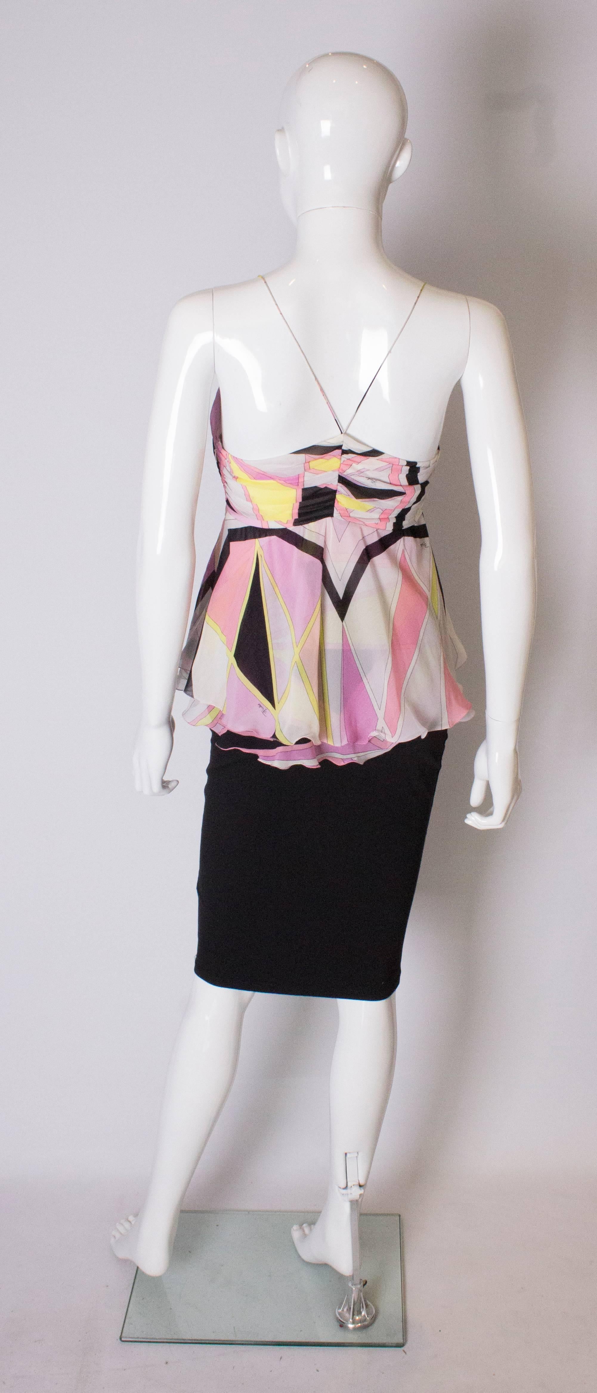 A Vintage Emilio Pucci Silk summer floaty Top with thin spaghetti straps  In Good Condition In London, GB
