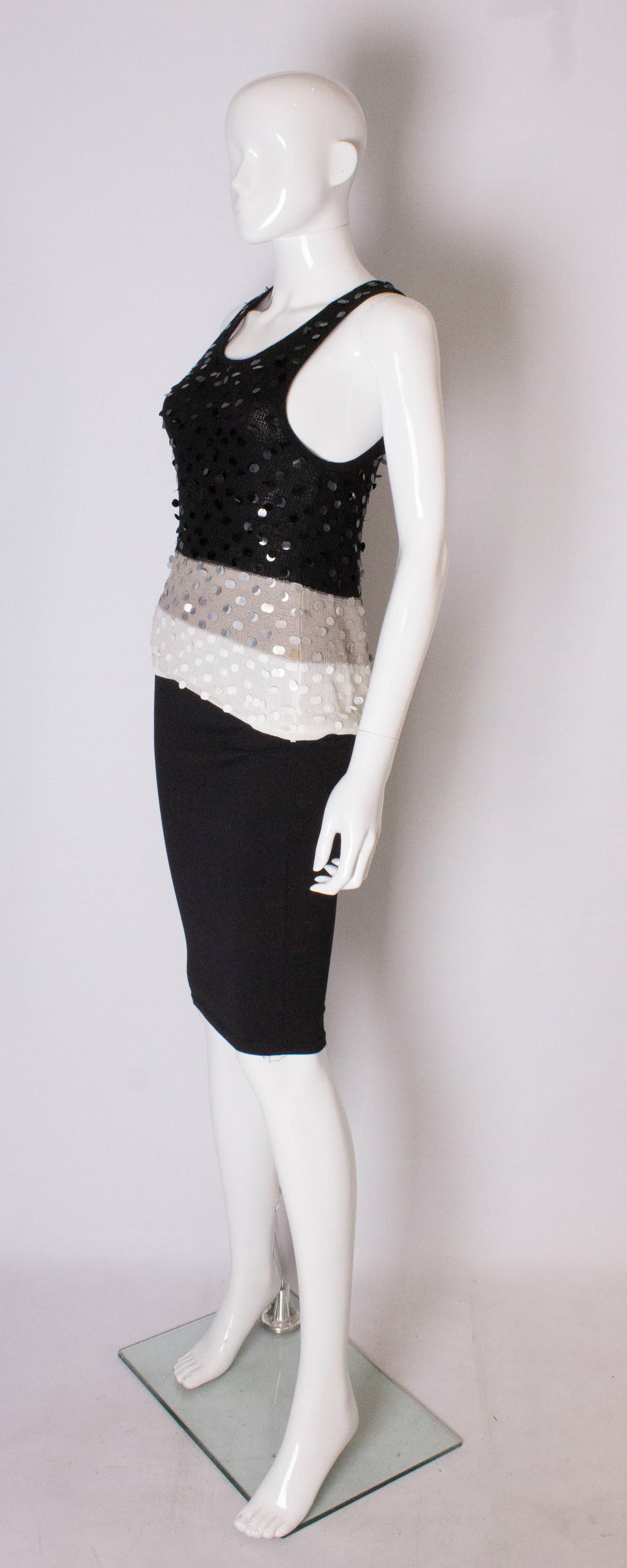 Gray A 1990s Vintage Sonia Rykiel knitted and Beaded Tank Top For Sale