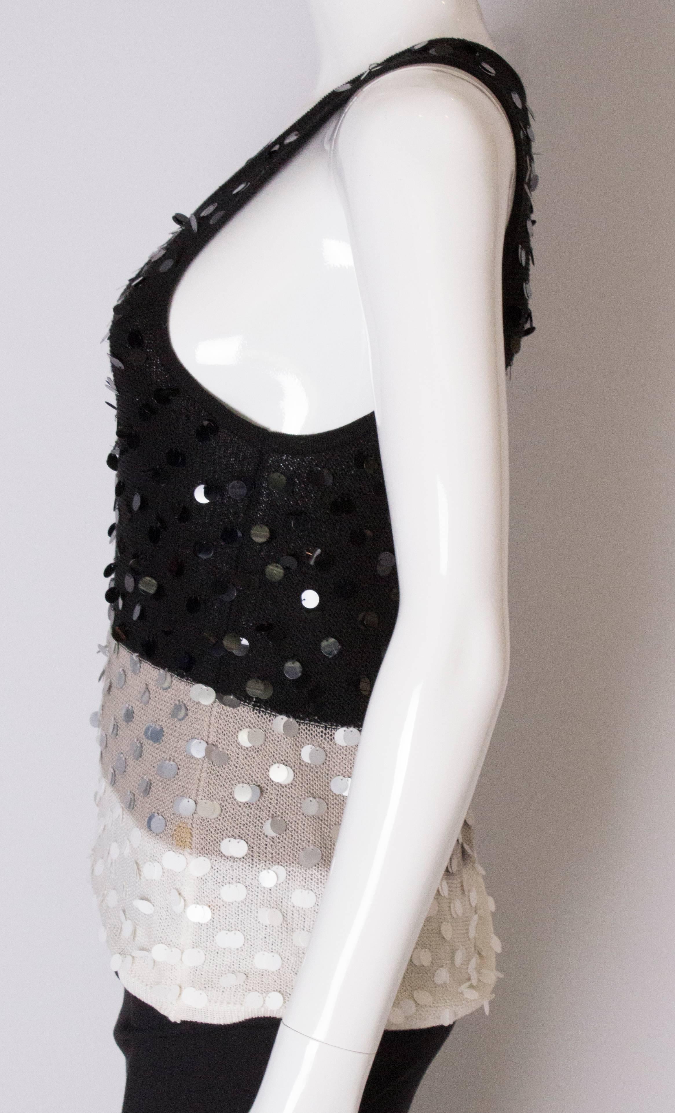 A 1990s Vintage Sonia Rykiel knitted and Beaded Tank Top For Sale 1