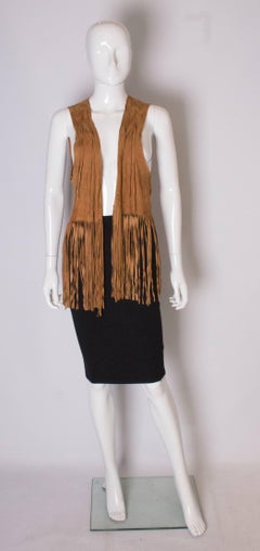 A 1970s Vintage brown Suede boho Fringed Waistcoat
