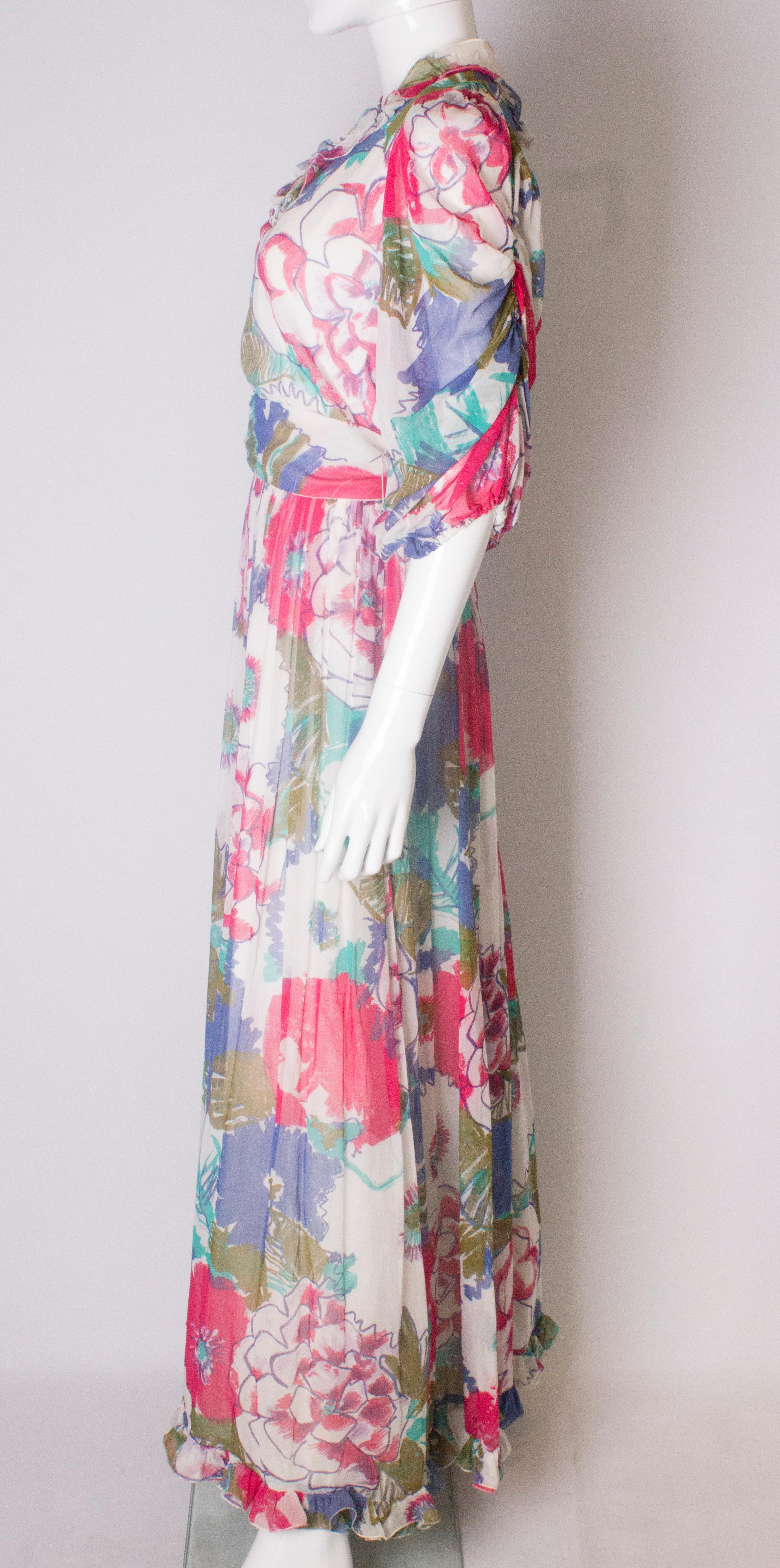 Women's A Vintage 1980s floral print Summer Gown by Donald Campbell  For Sale