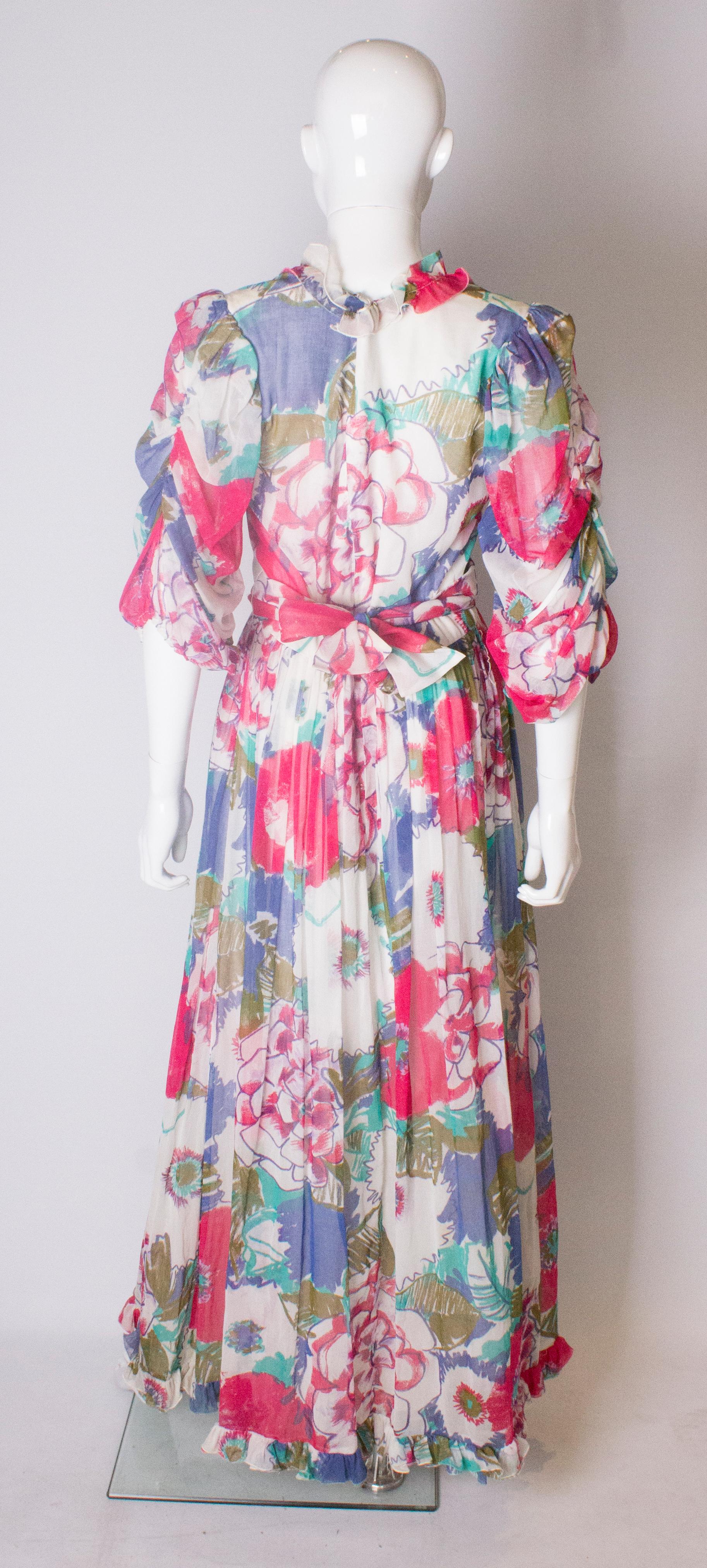 A Vintage 1980s floral print Summer Gown by Donald Campbell  For Sale 1