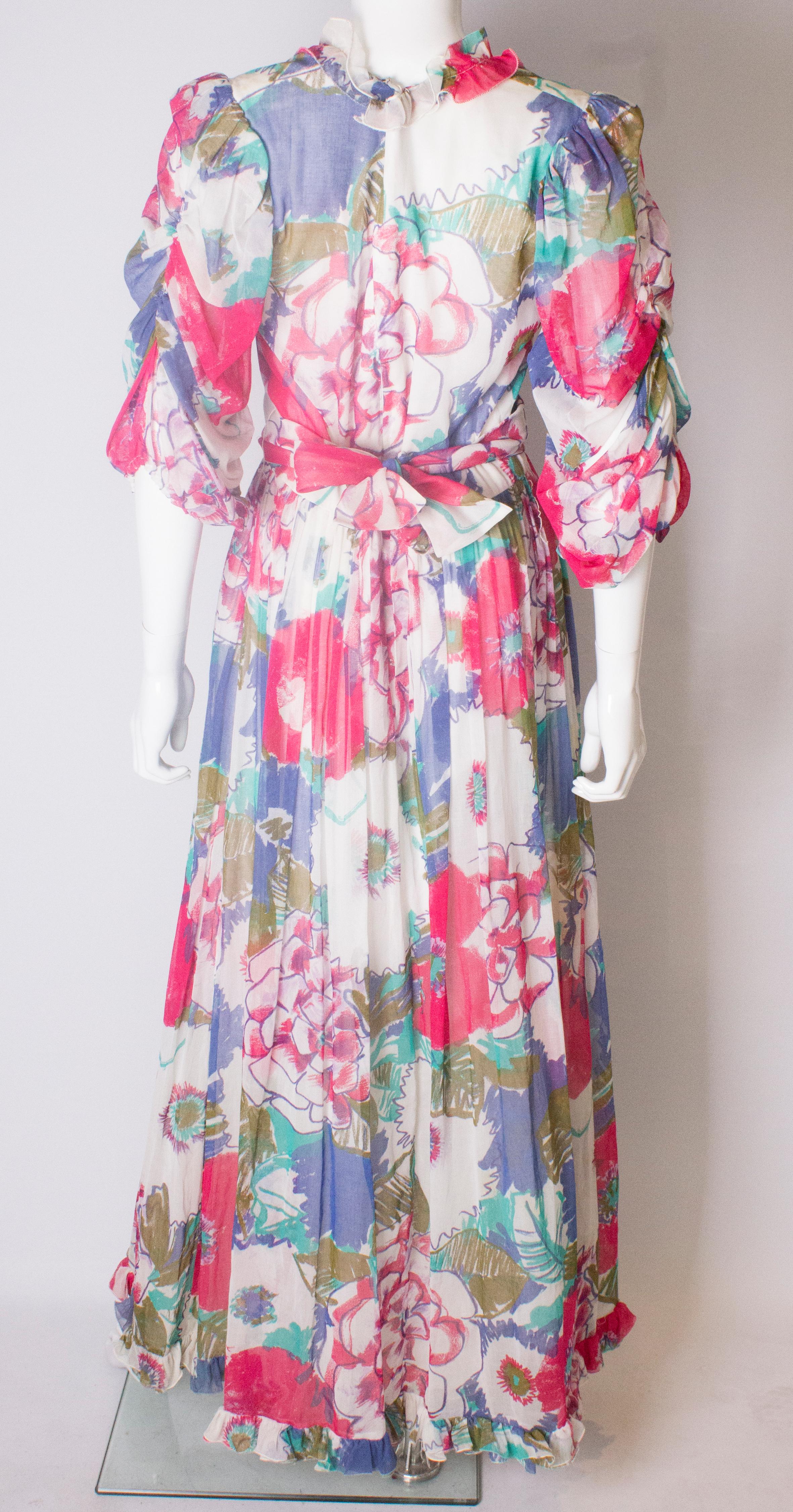 A Vintage 1980s floral print Summer Gown by Donald Campbell  For Sale 2