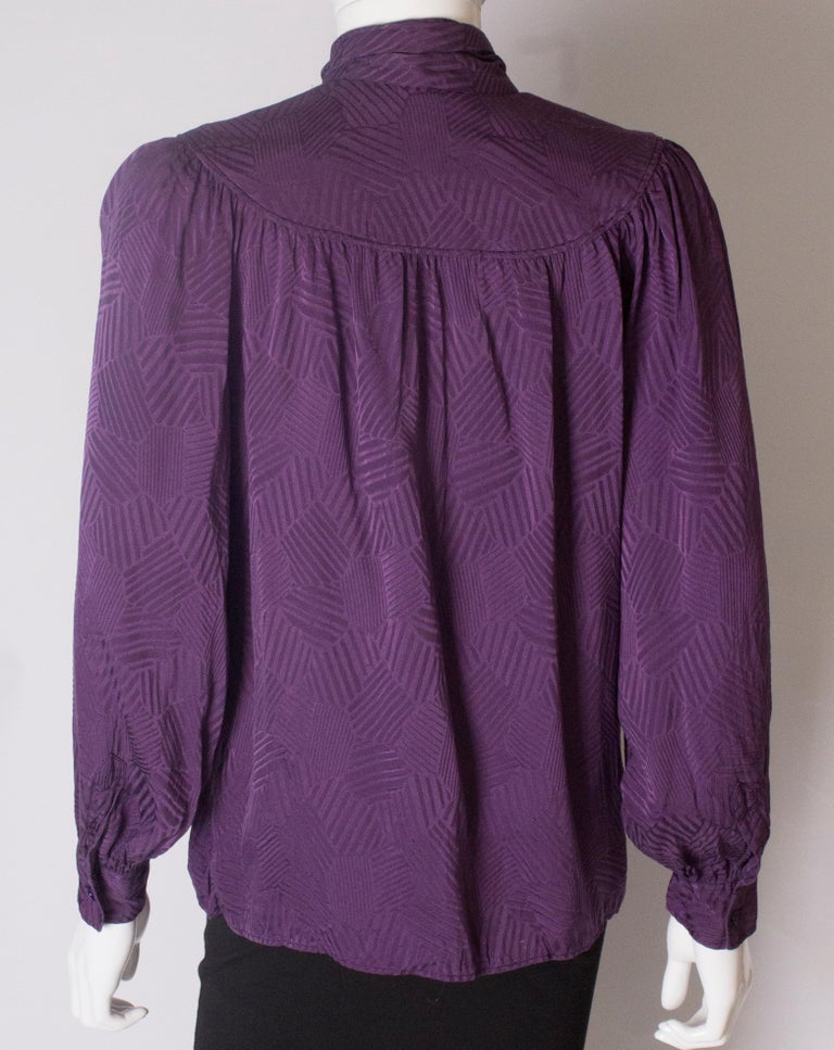 A Vintage 1970s silk purple pussy bow blouse by Yves Saint Laurent at ...