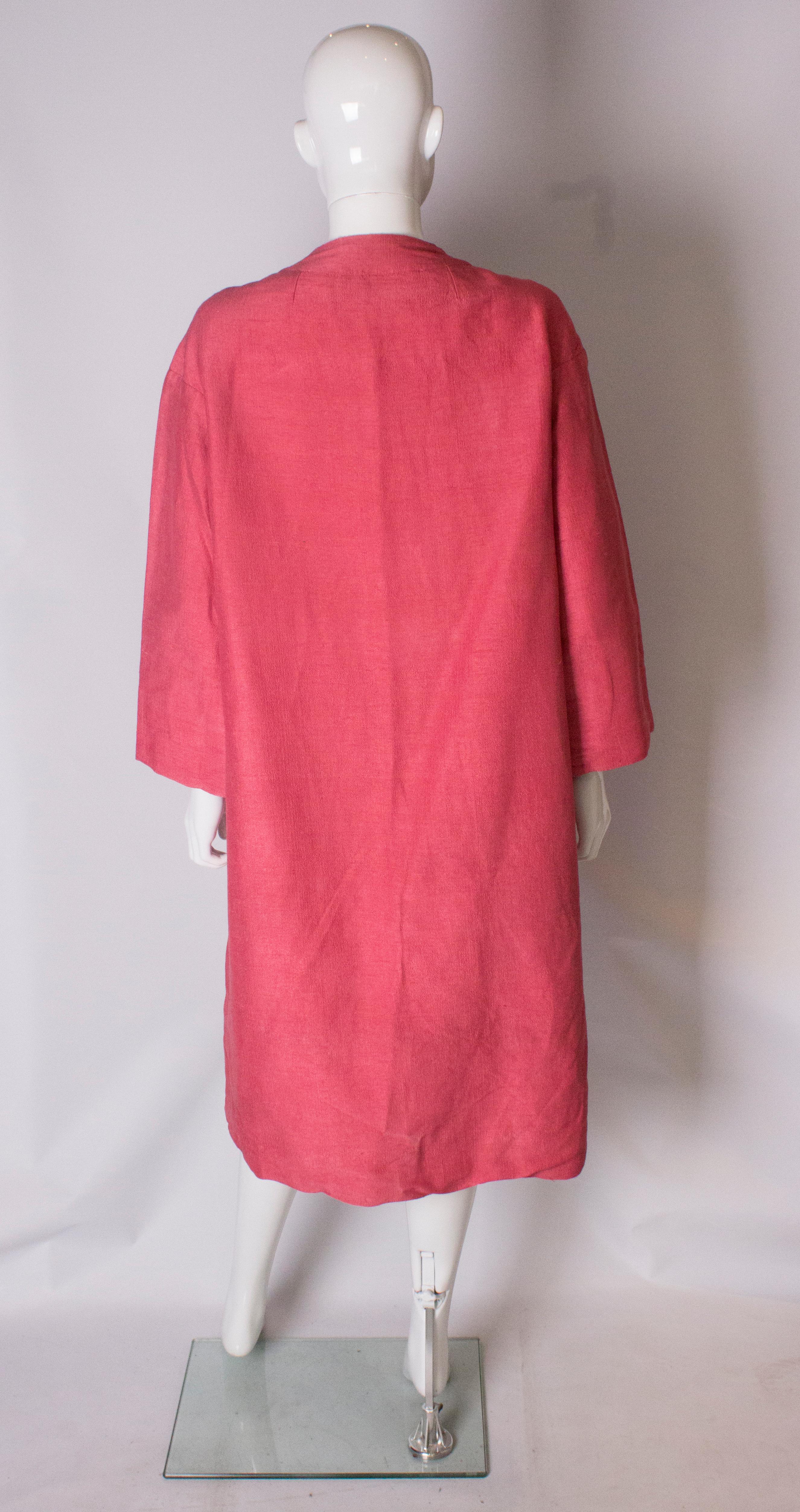 A Vintage 1960s silk duster coat in a pale pink by Liberty In Good Condition In London, GB