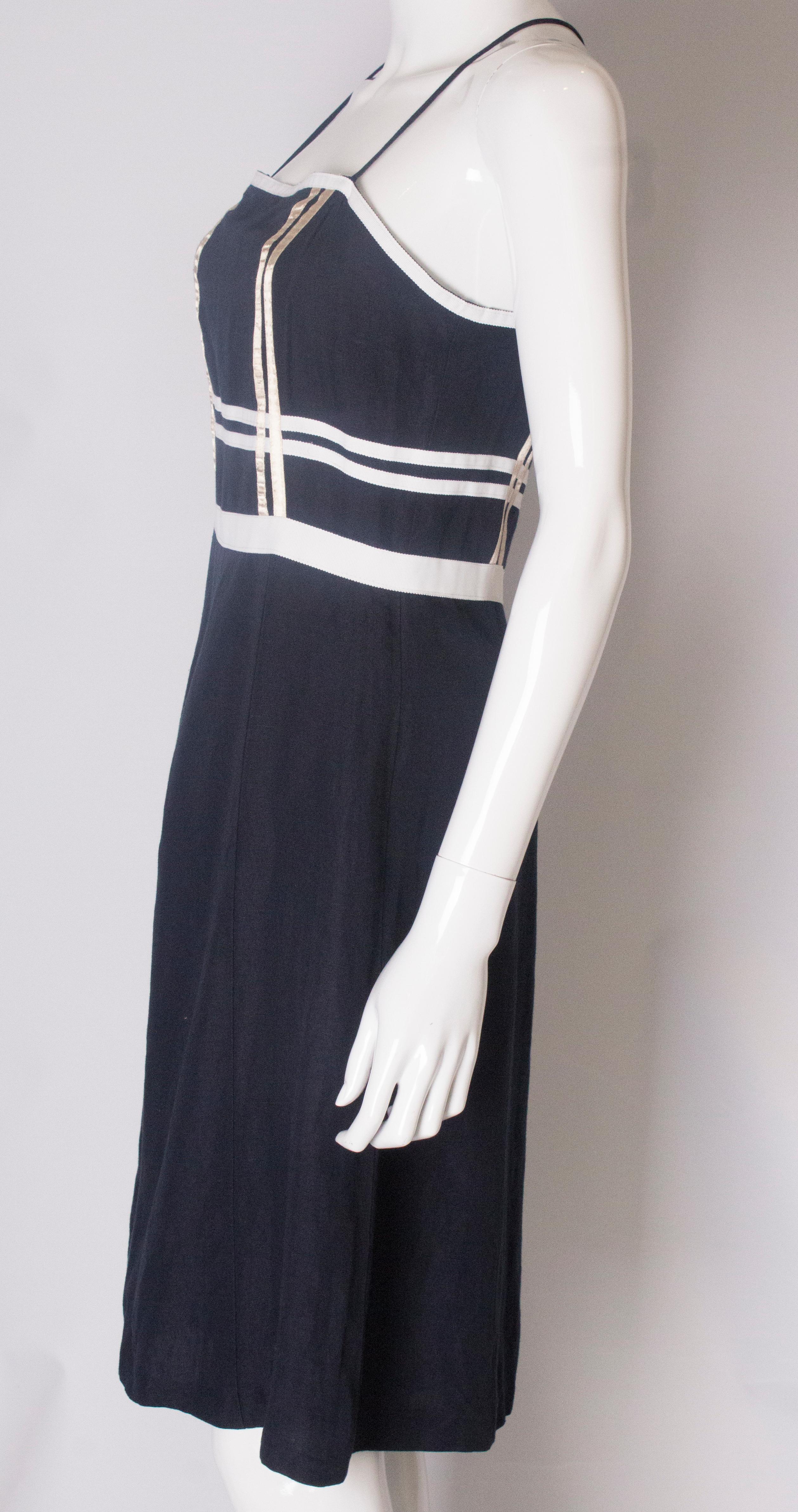 Black A Vintage navy nautical style cotton day dress by Valentino  For Sale