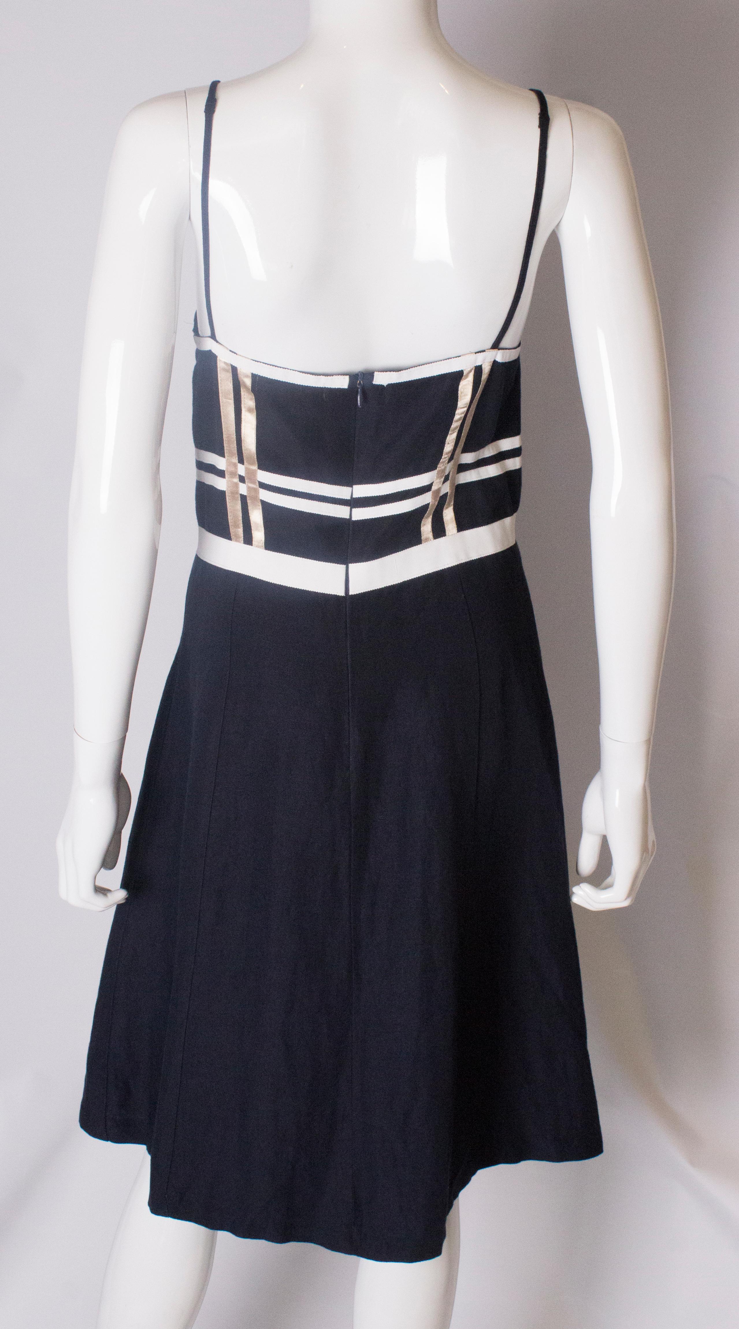 Women's A Vintage navy nautical style cotton day dress by Valentino  For Sale