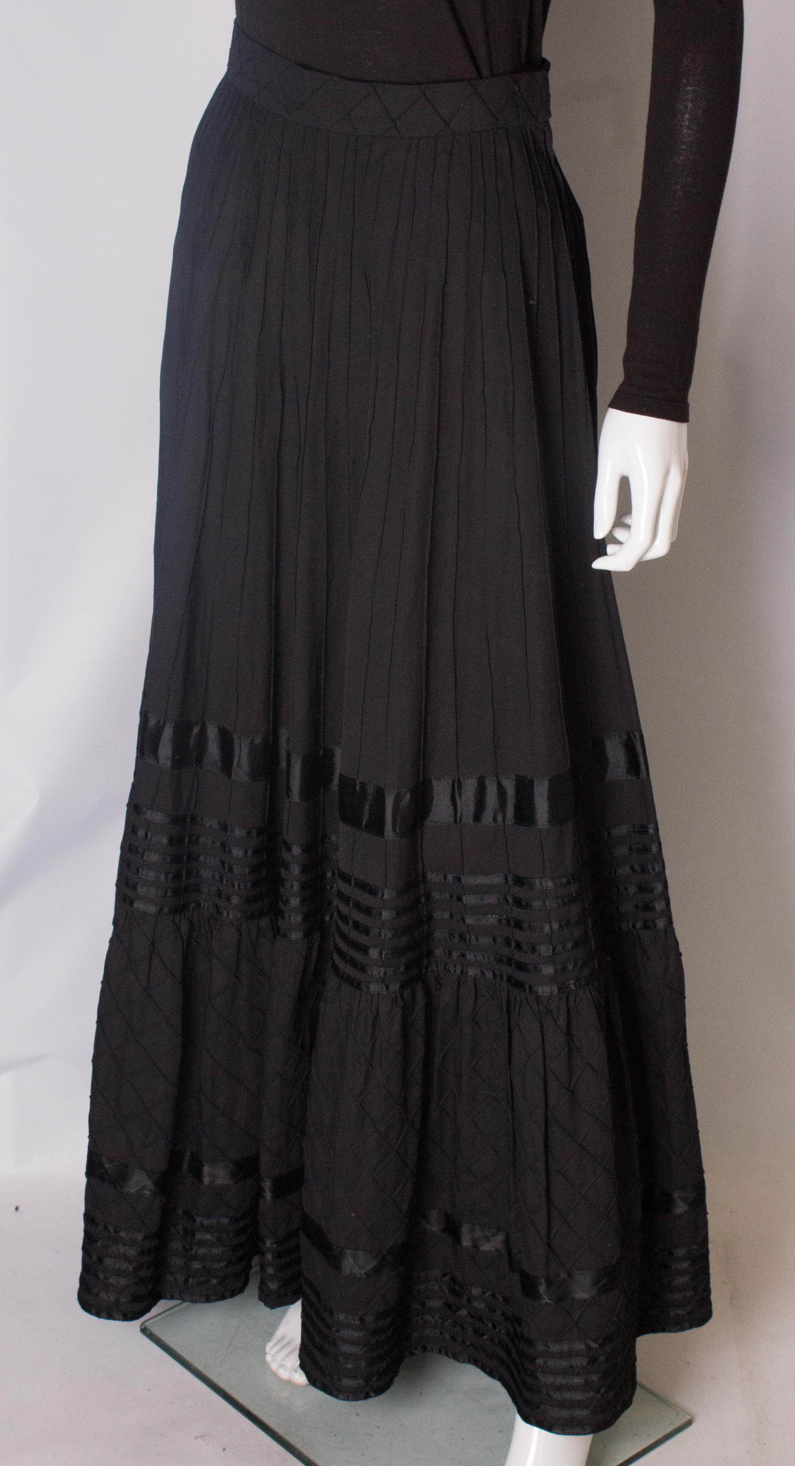 Women's A Vintage 1970s Long Black Mexicana Skirt For Sale