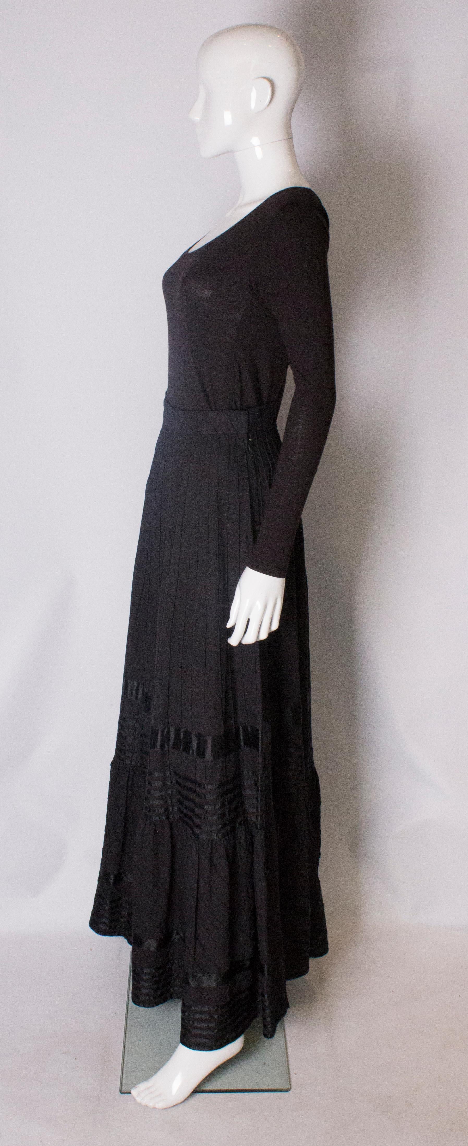 A Vintage 1970s Long Black Mexicana Skirt For Sale 1