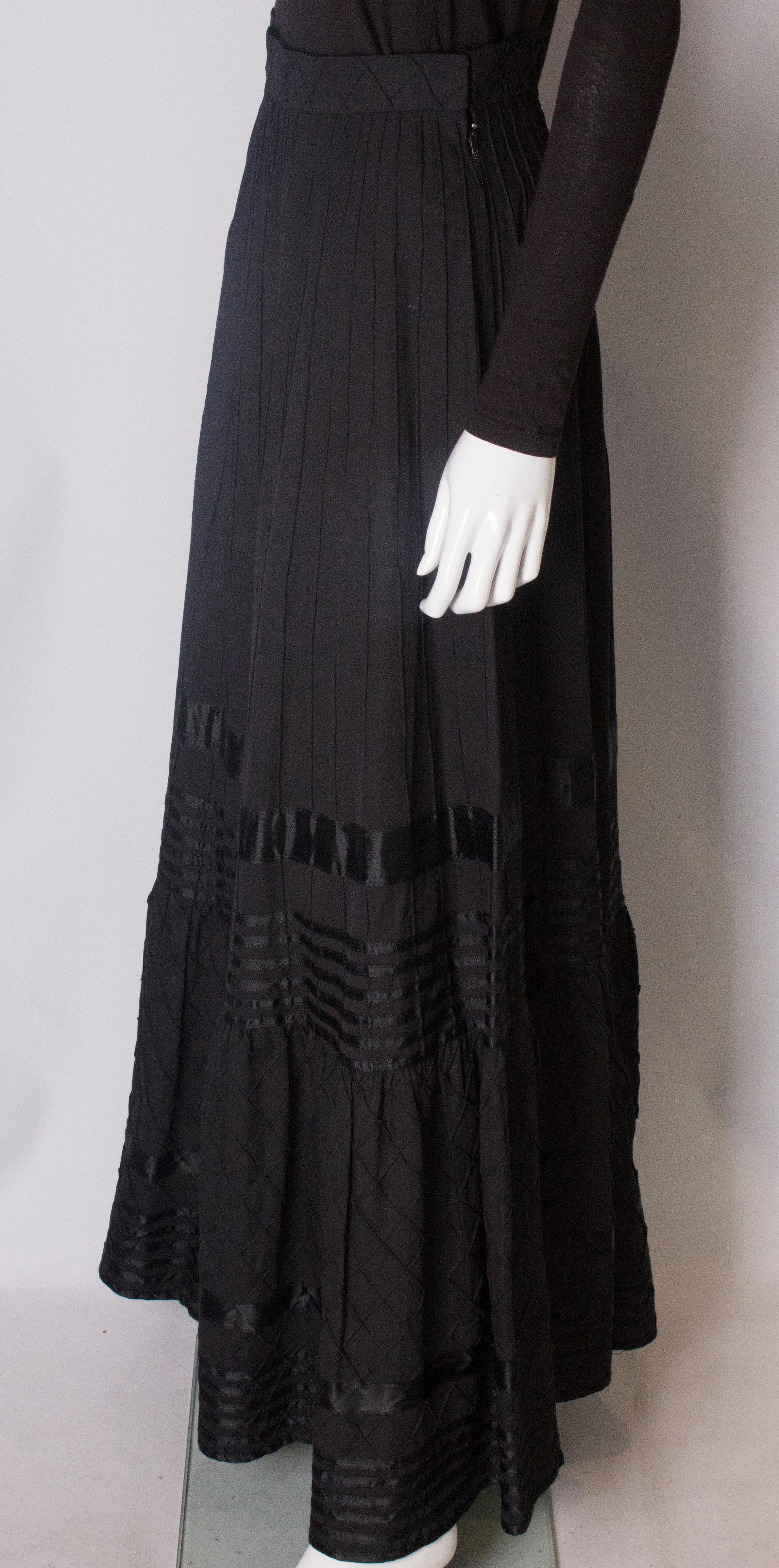 A Vintage 1970s Long Black Mexicana Skirt For Sale 2