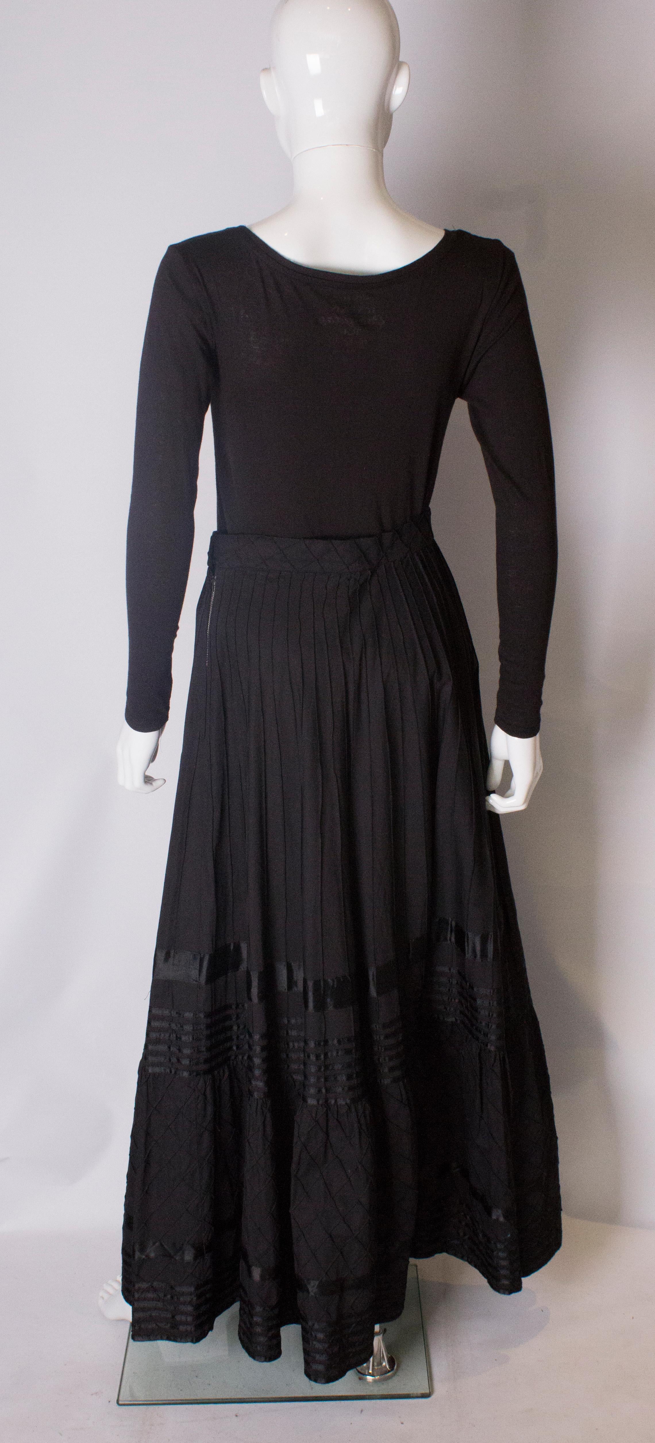 A Vintage 1970s Long Black Mexicana Skirt For Sale 3