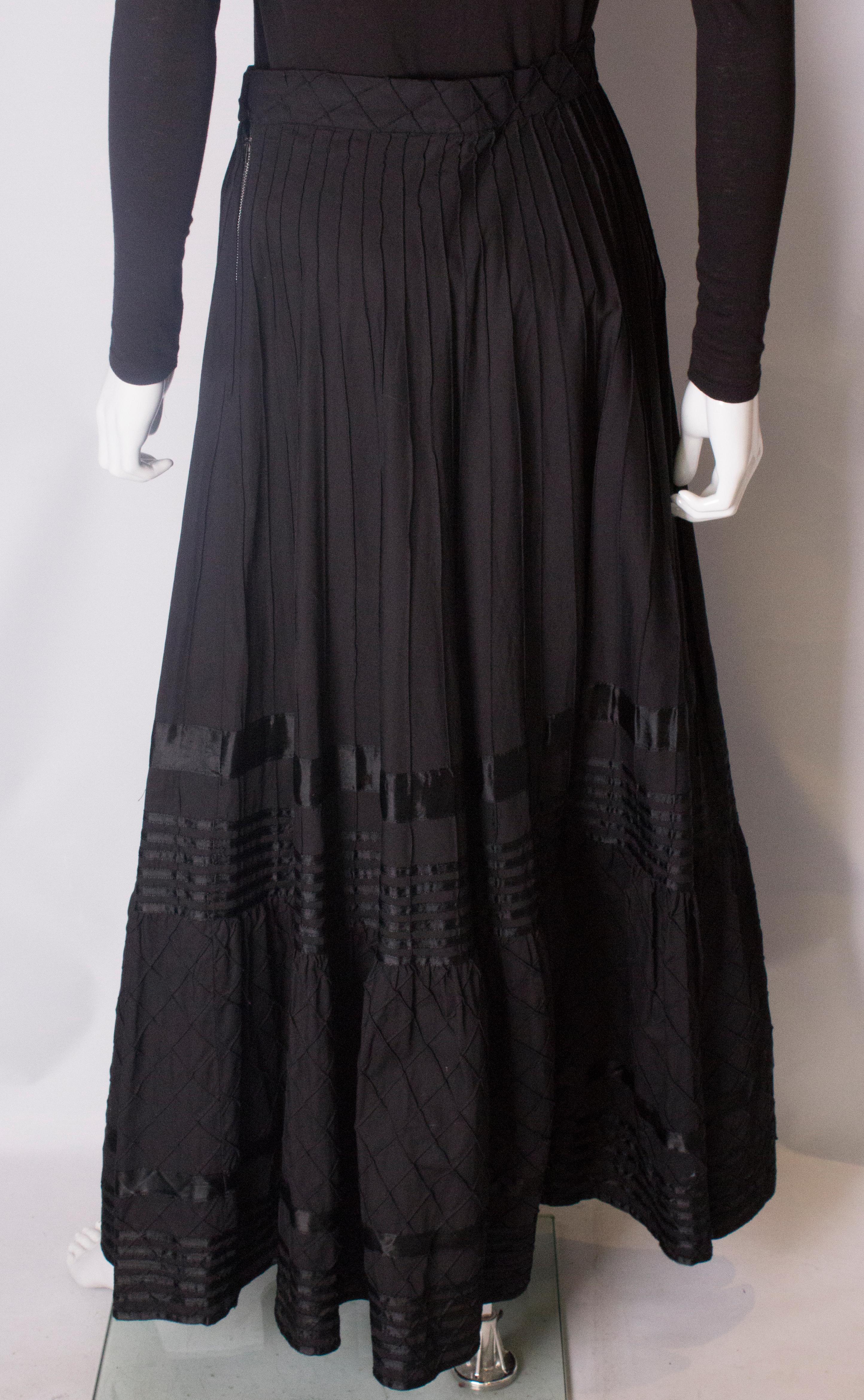 A Vintage 1970s Long Black Mexicana Skirt For Sale 4