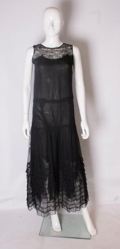Vintage 1920s Black Evening Gown