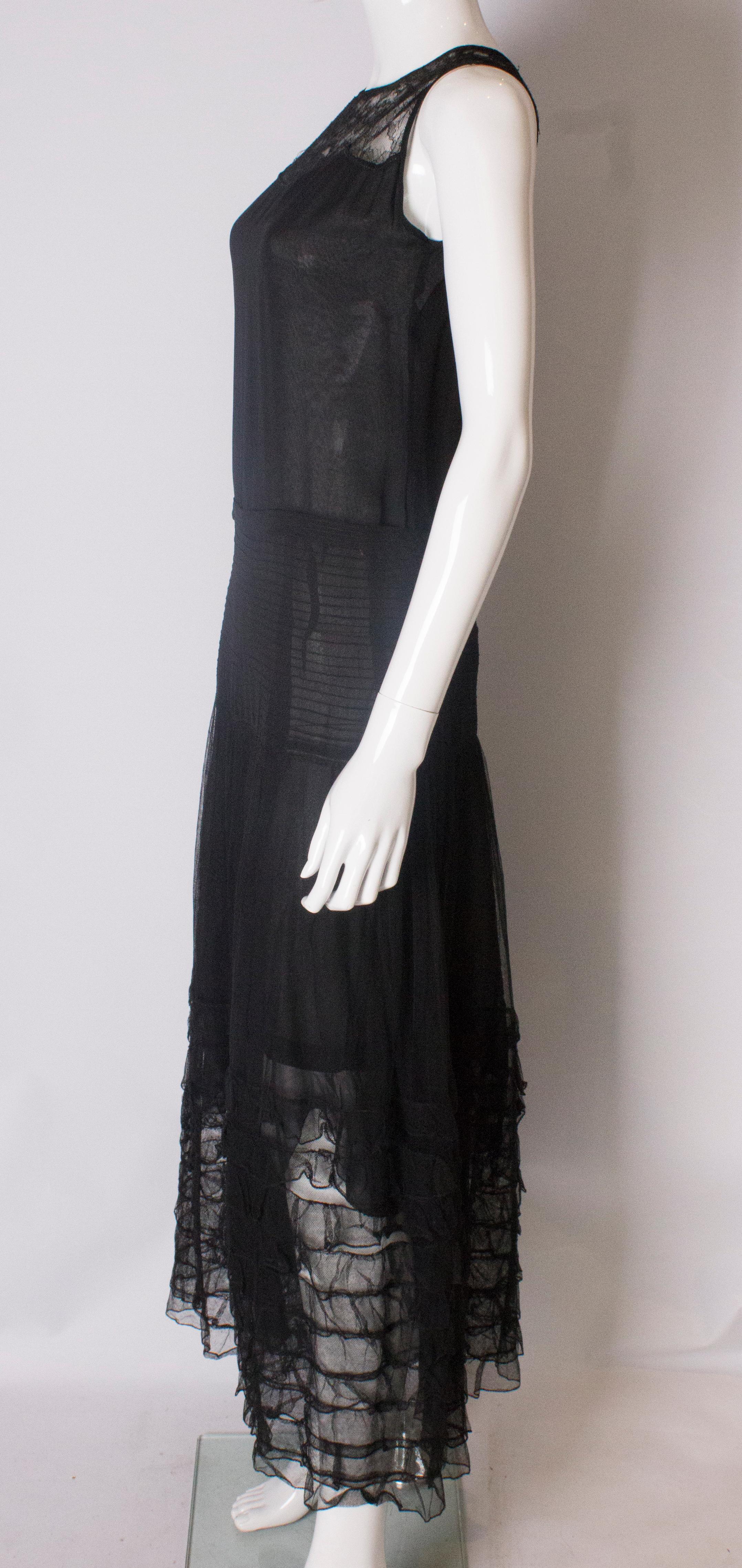 Vintage 1920s Black Evening Gown In Good Condition In London, GB