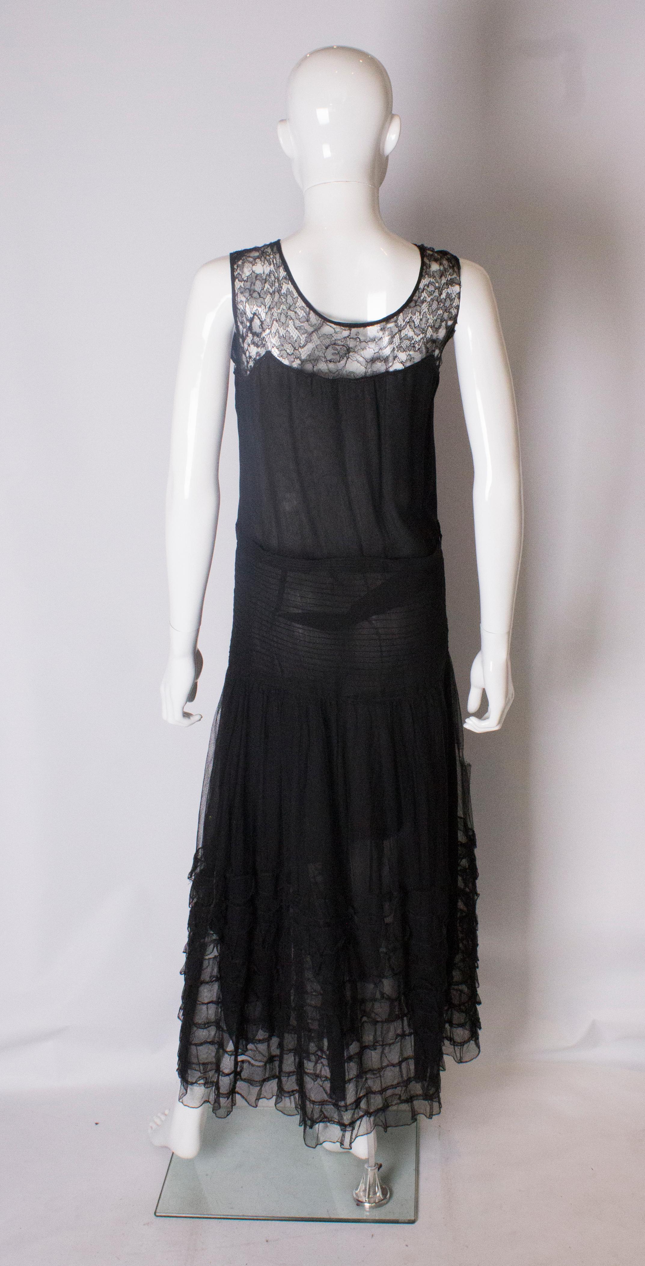 Women's Vintage 1920s Black Evening Gown