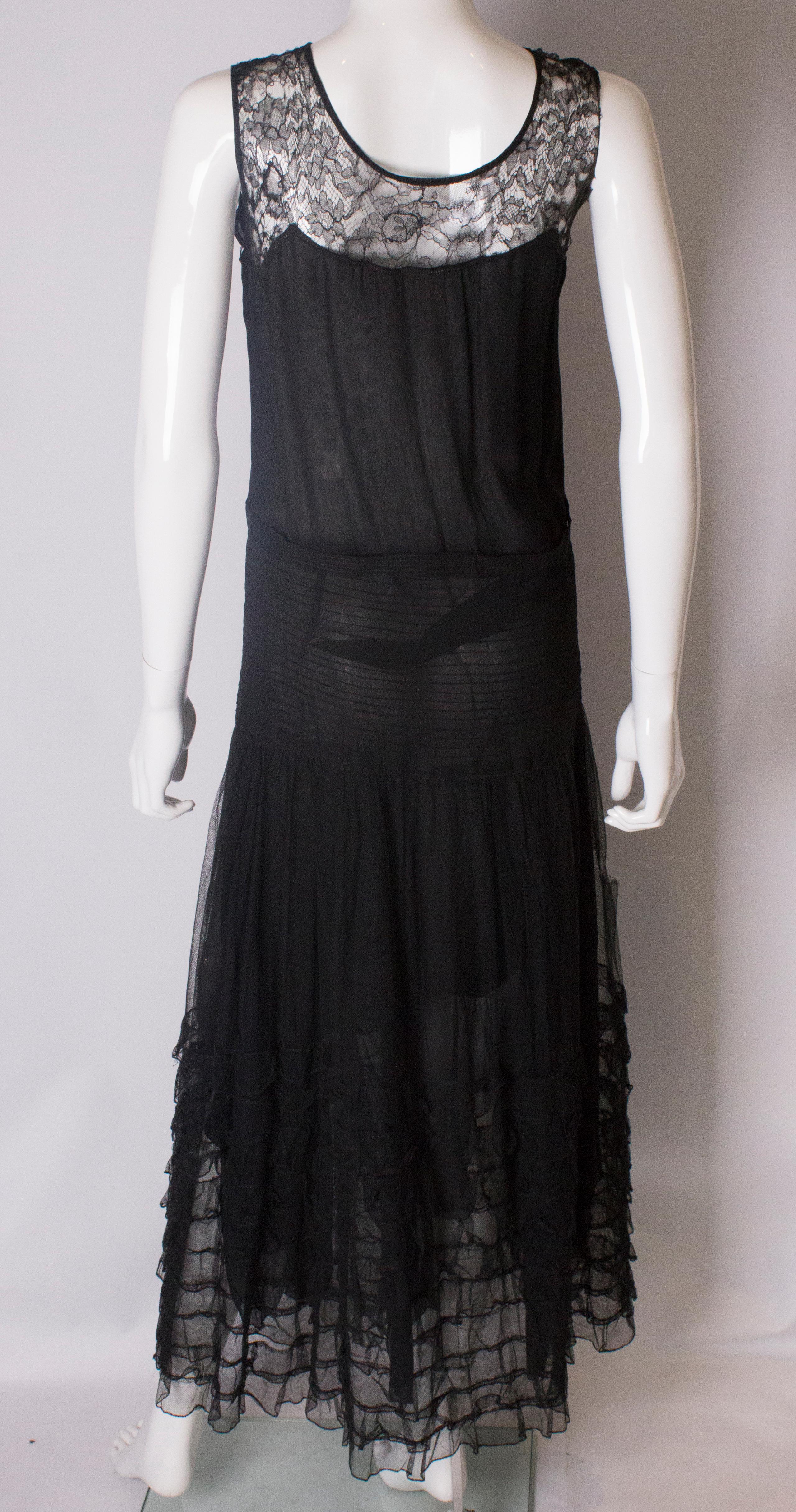 Vintage 1920s Black Evening Gown 1