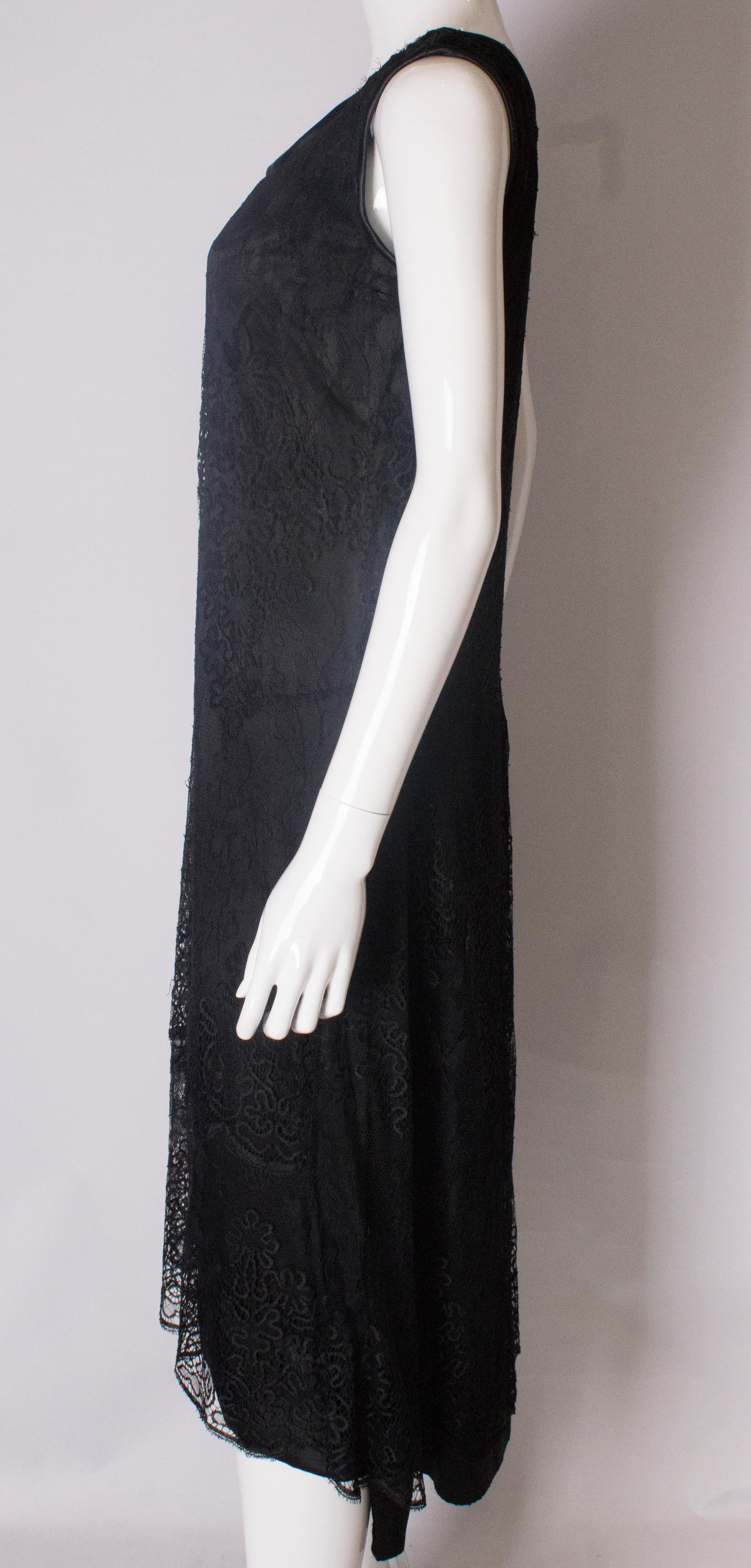 Black A Vintage 1920s black Lace flapper Dress For Sale