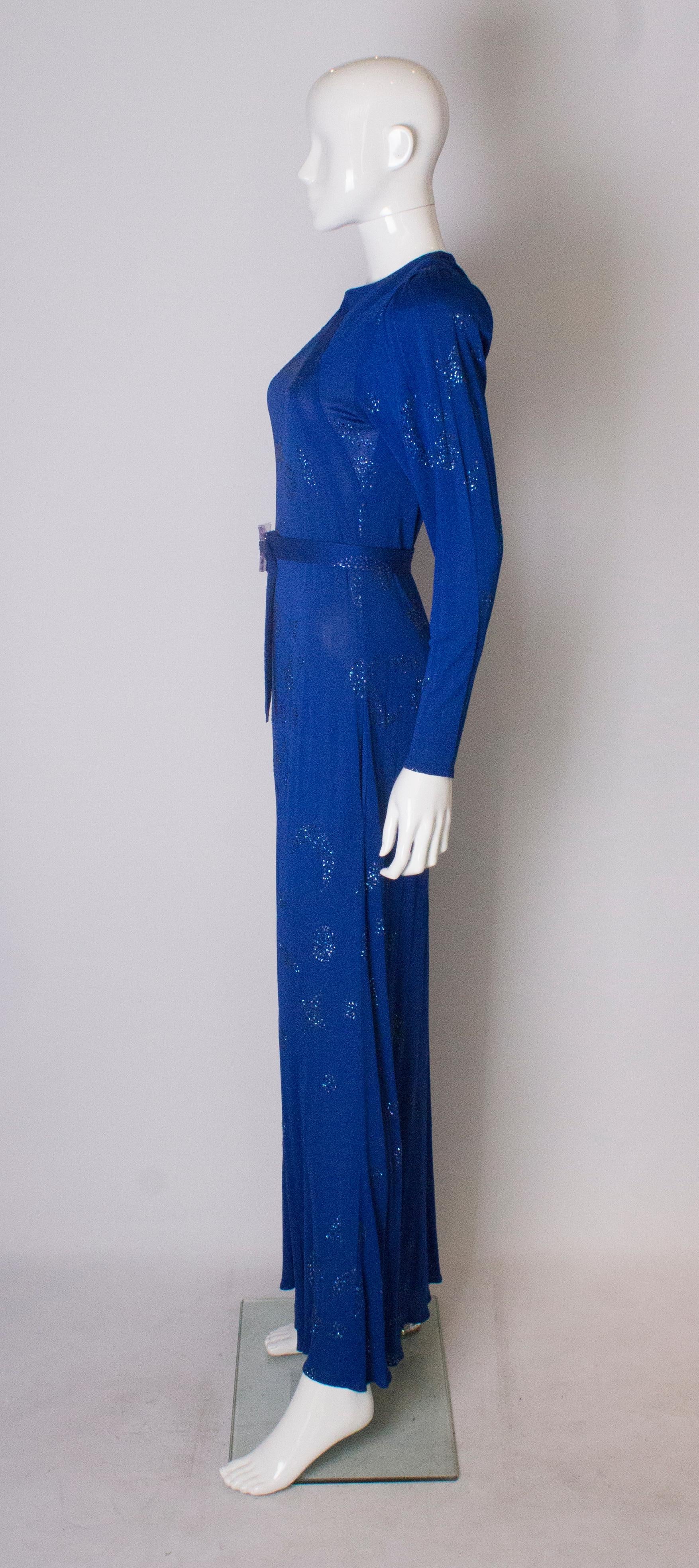 Women's A vintage 1970s electric blue and beaded evening gown by Jean Muir 