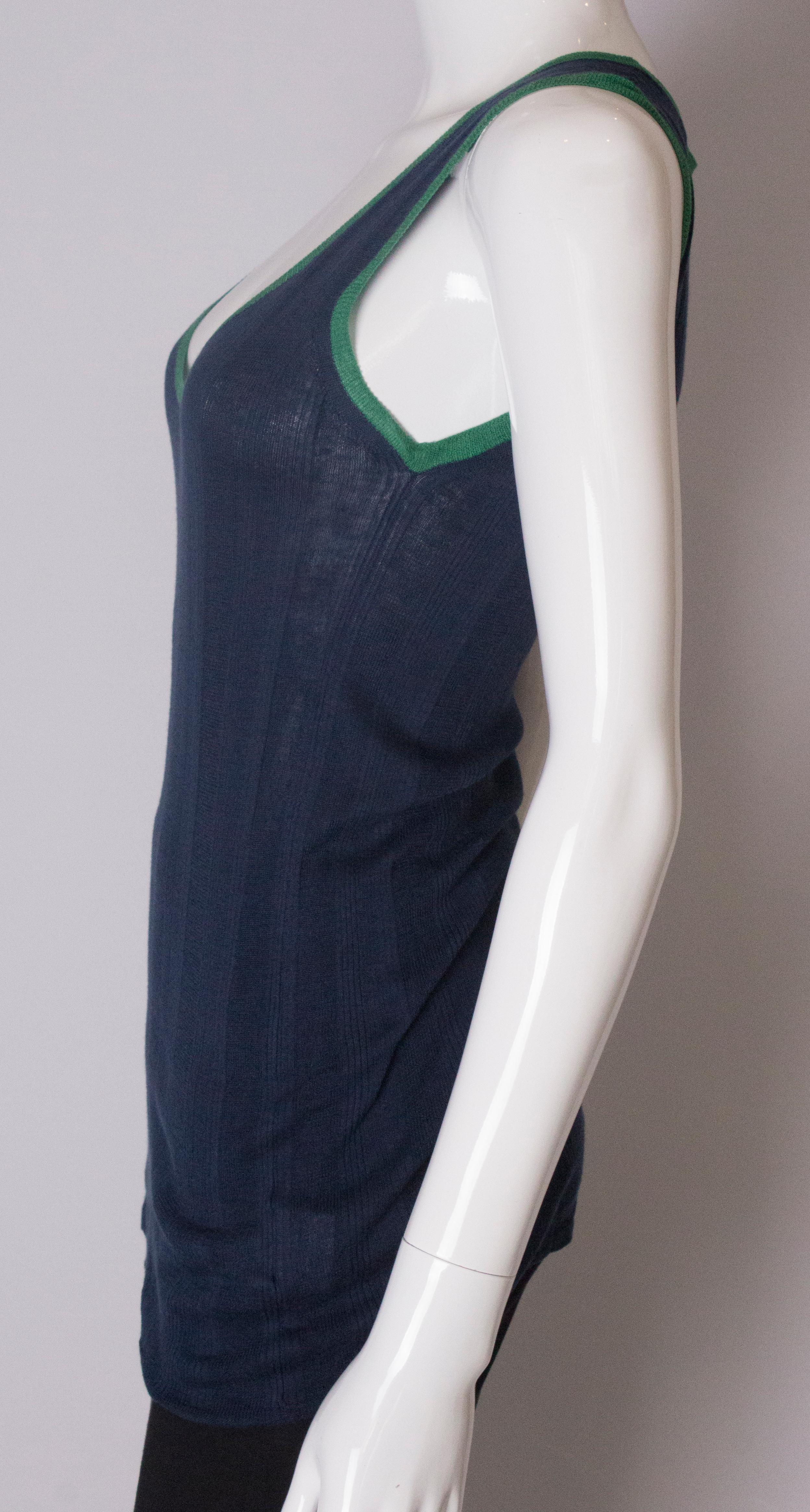 A vintage 2000 navy Silk Mix tank top/vest by Yves Saint Laurent For Sale 1