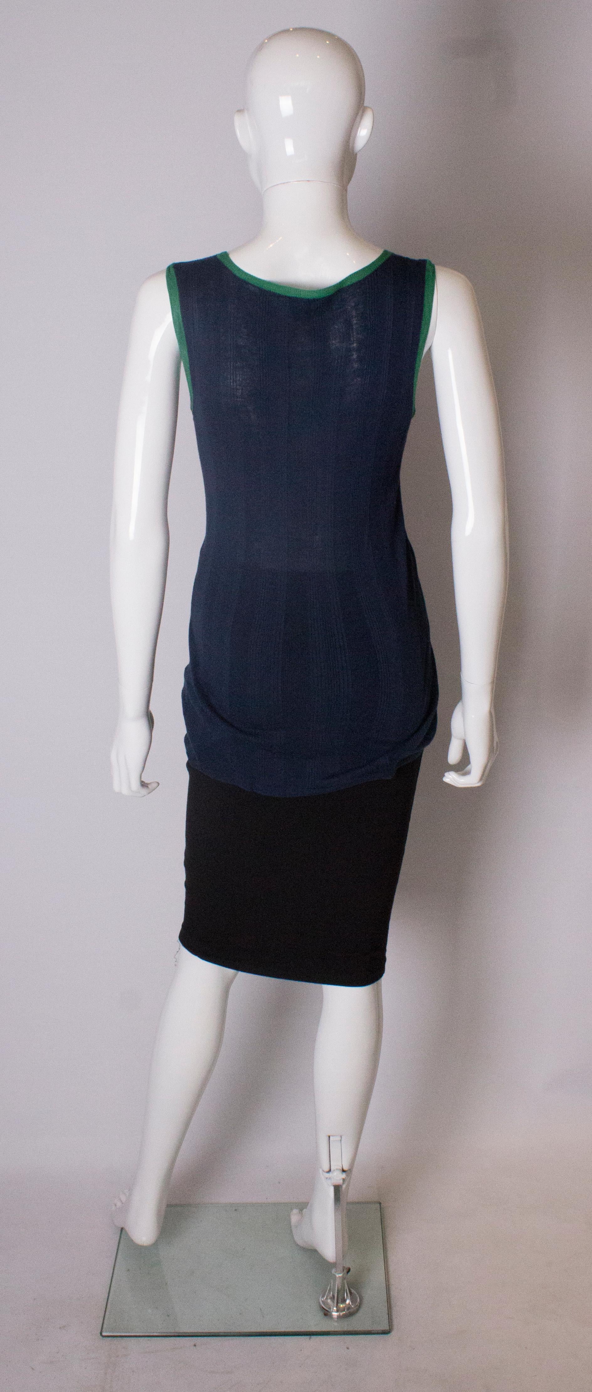 Vintage 2000 Marineblaues Seiden-Misch-Tank-Top/Weste von Yves Saint Laurent im Angebot 2