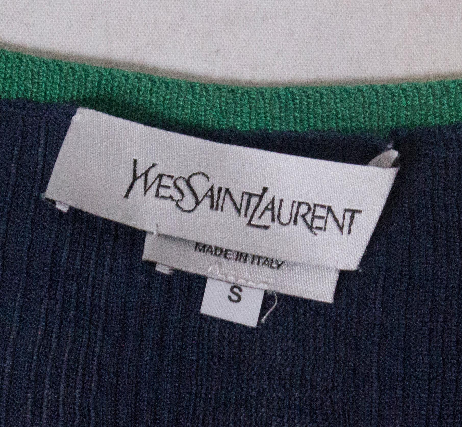 Vintage 2000 Marineblaues Seiden-Misch-Tank-Top/Weste von Yves Saint Laurent im Angebot 4