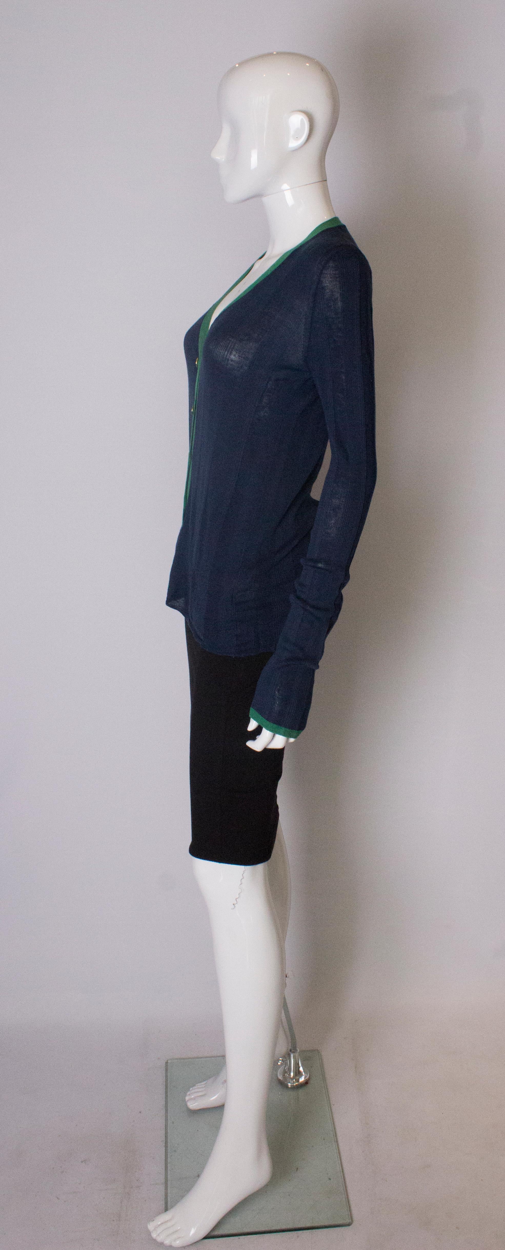 A Vintage 2000 navy Silk Mix Cardigan by Yves Saint Laurent In Good Condition In London, GB