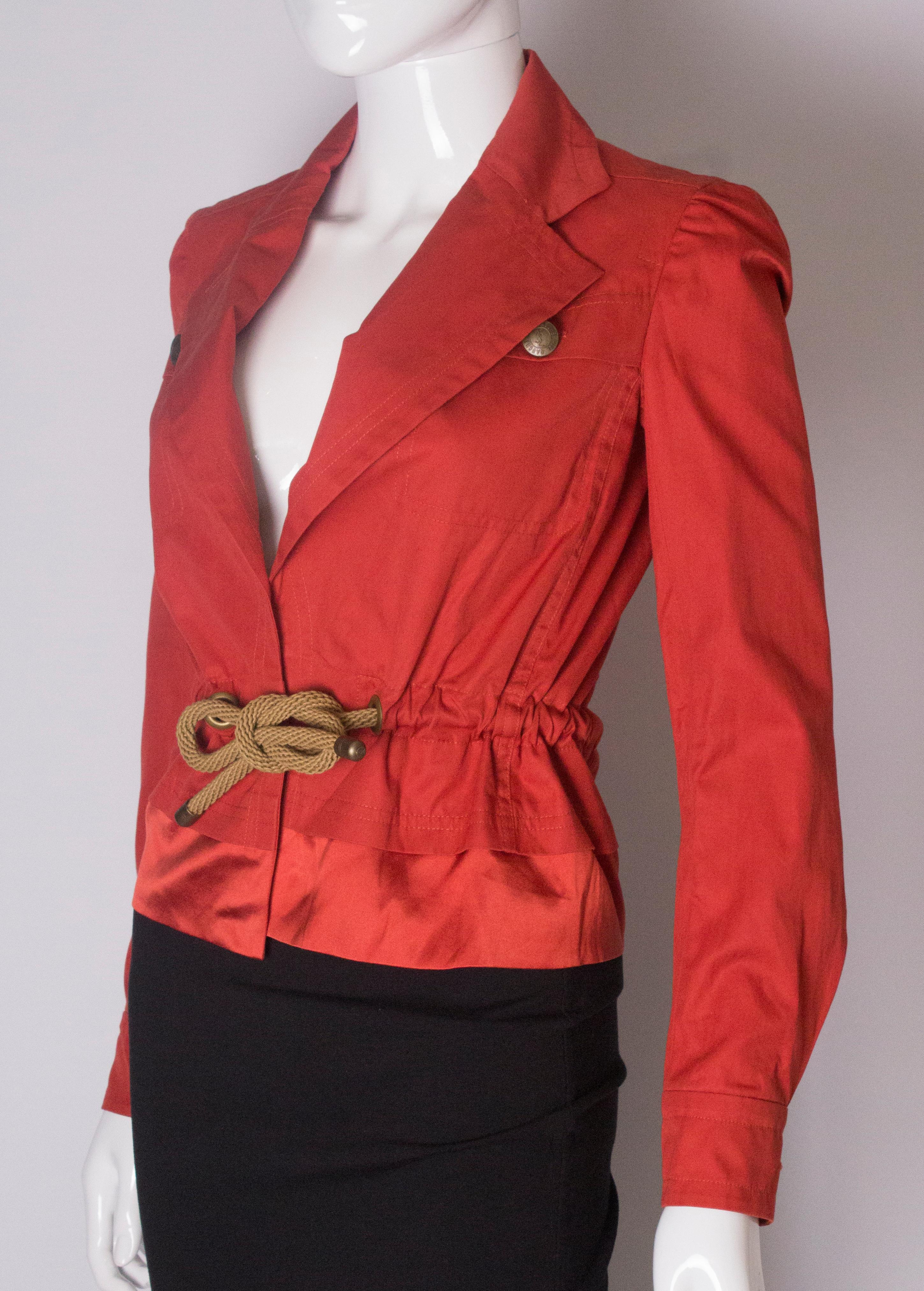 A Vintage 2000 red belted jacket by Yves Saint Laurent  In Good Condition In London, GB