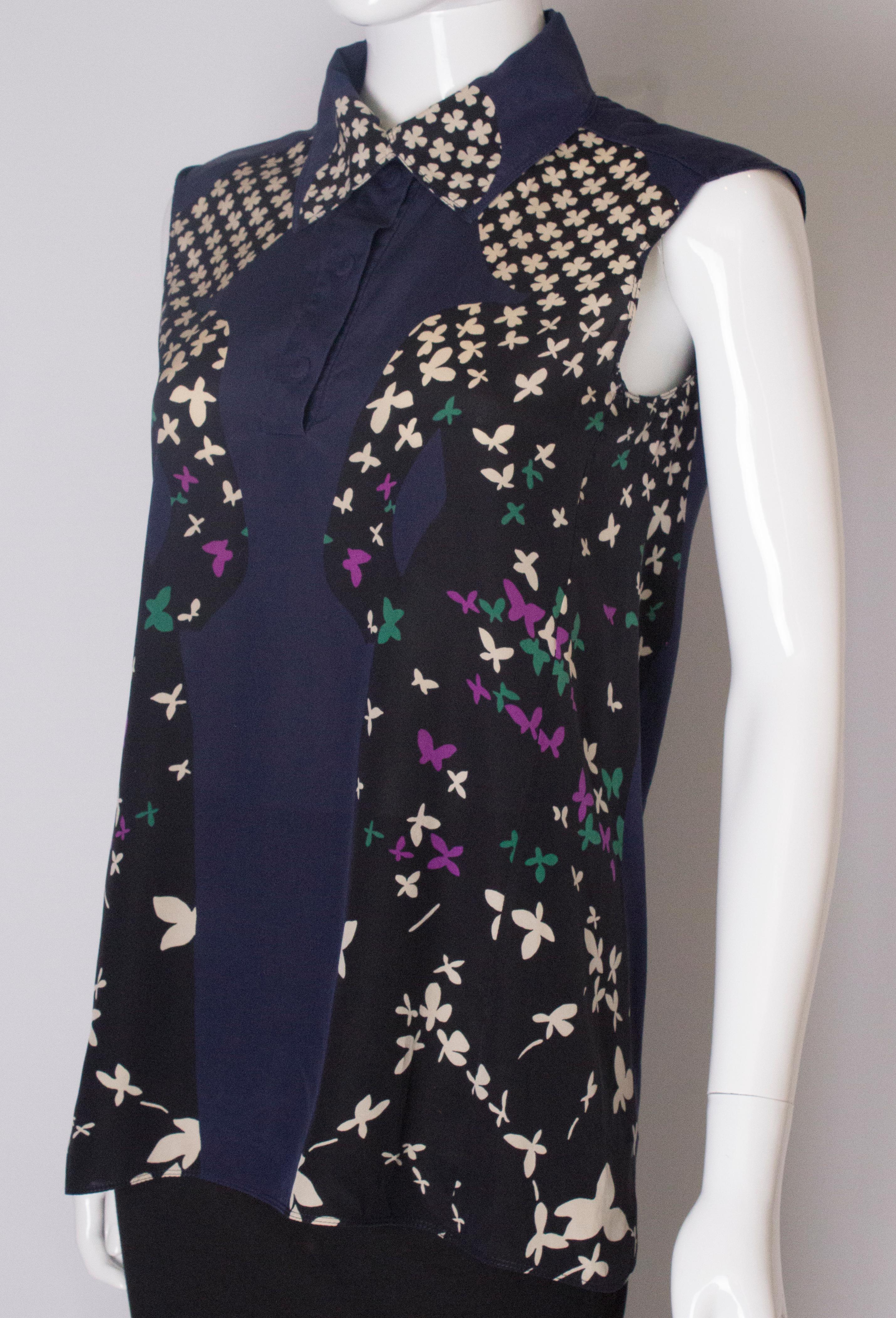 A Vintage Silk floral printed Blouse by Yves Saint Laurent Rive Gauche  In Good Condition In London, GB