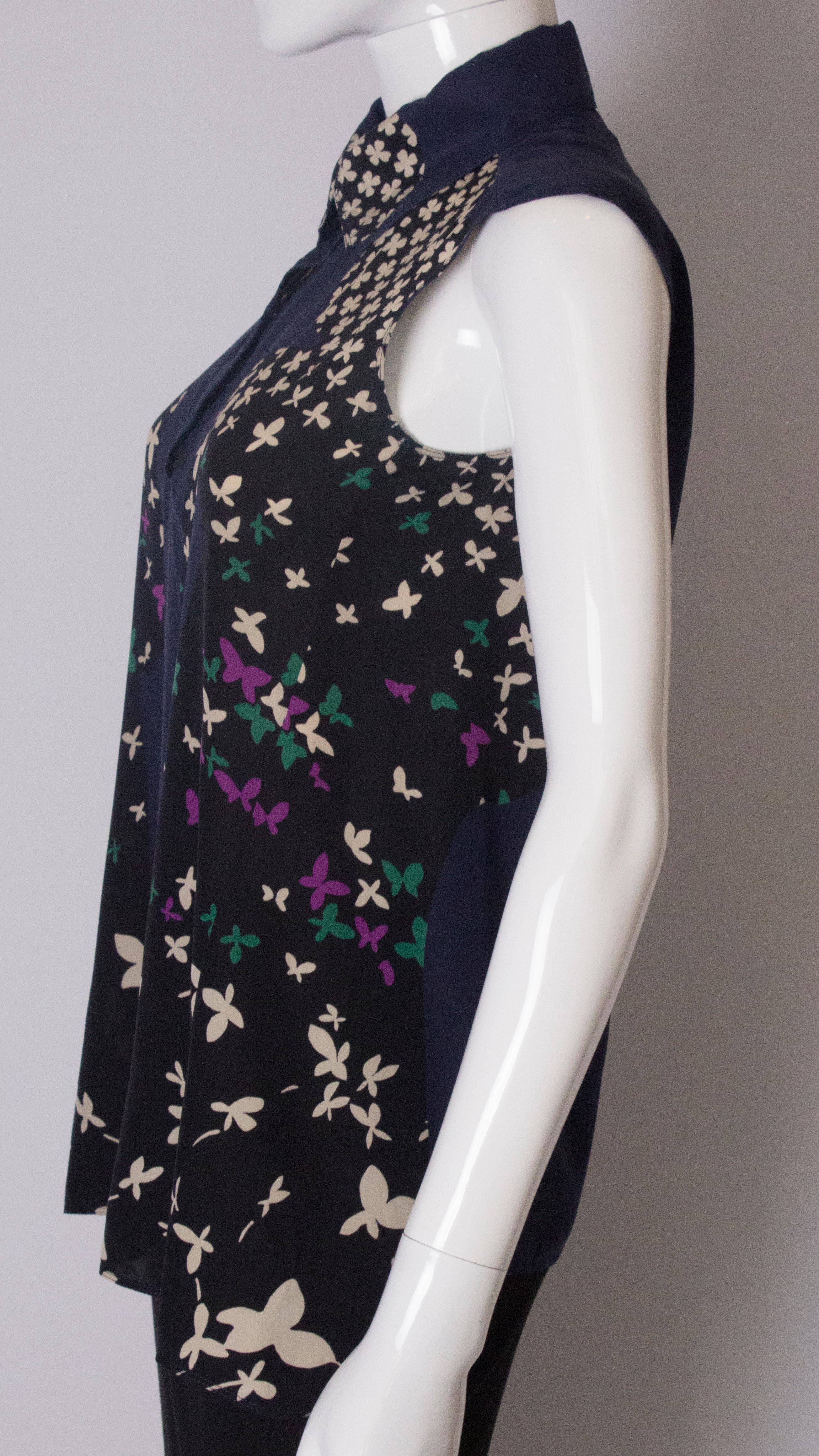 A Vintage Silk floral printed Blouse by Yves Saint Laurent Rive Gauche  1