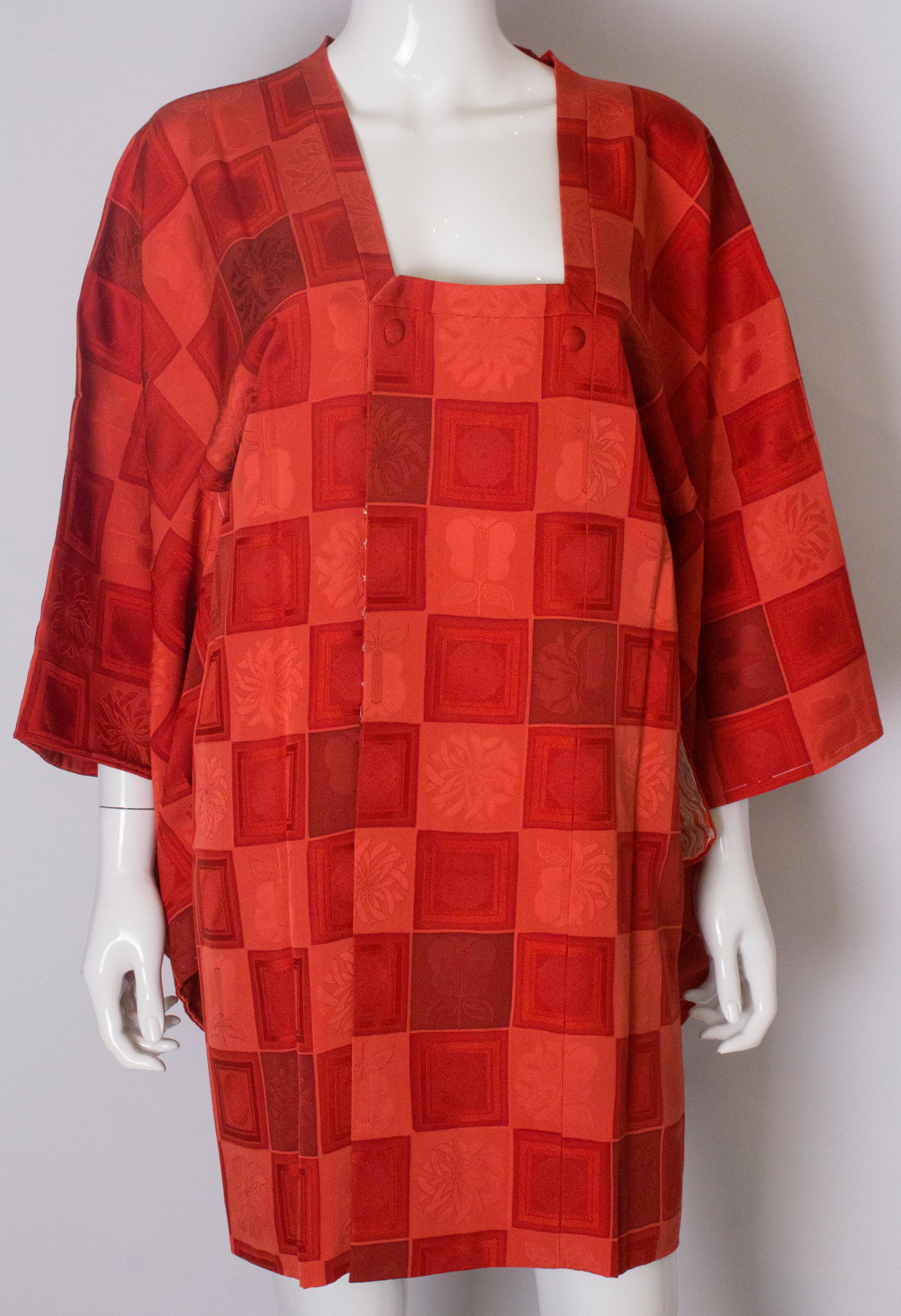 Women's or Men's Vintage Rust Colour Silk Kimono For Sale