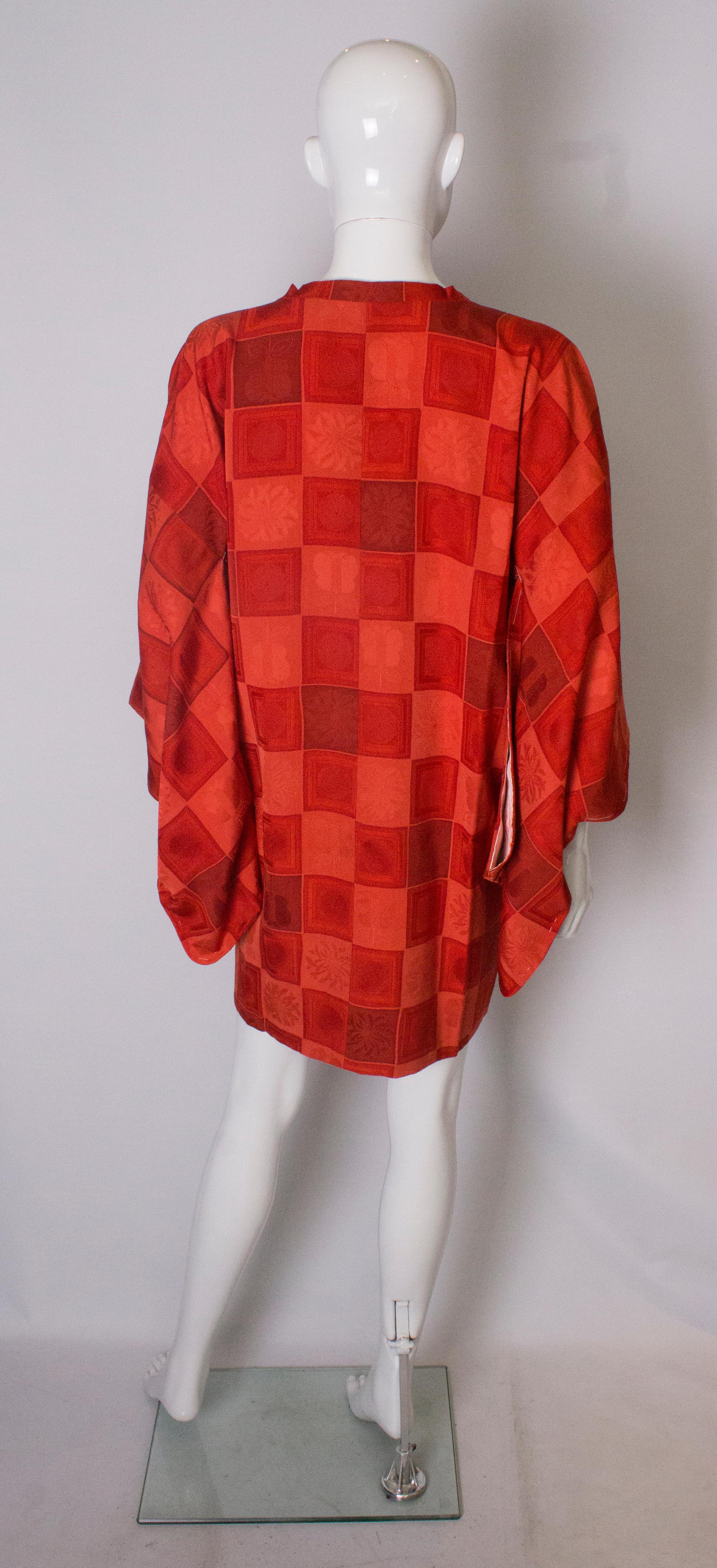 Vintage Rust Colour Silk Kimono For Sale 3