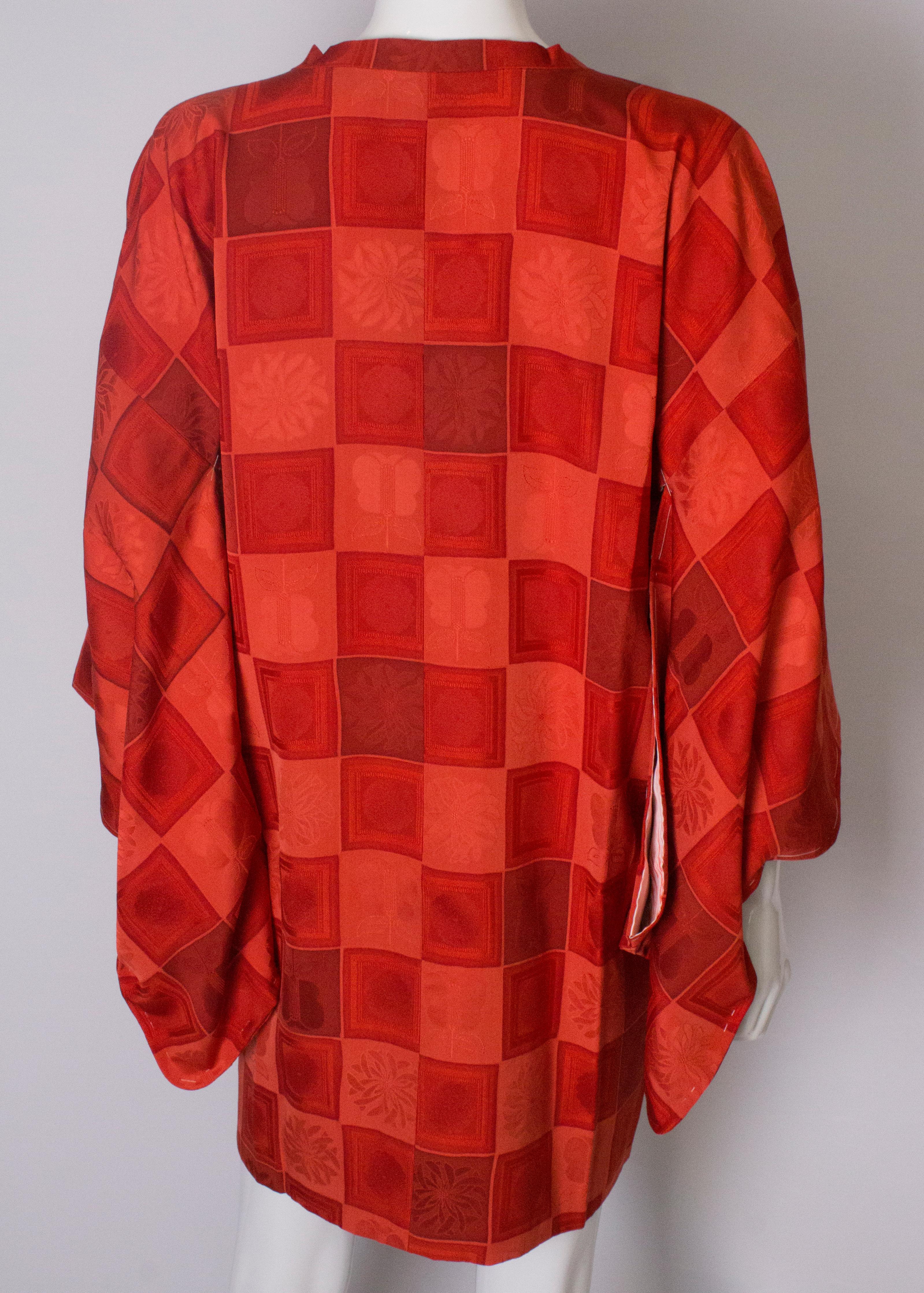 Vintage Rust Colour Silk Kimono For Sale 4