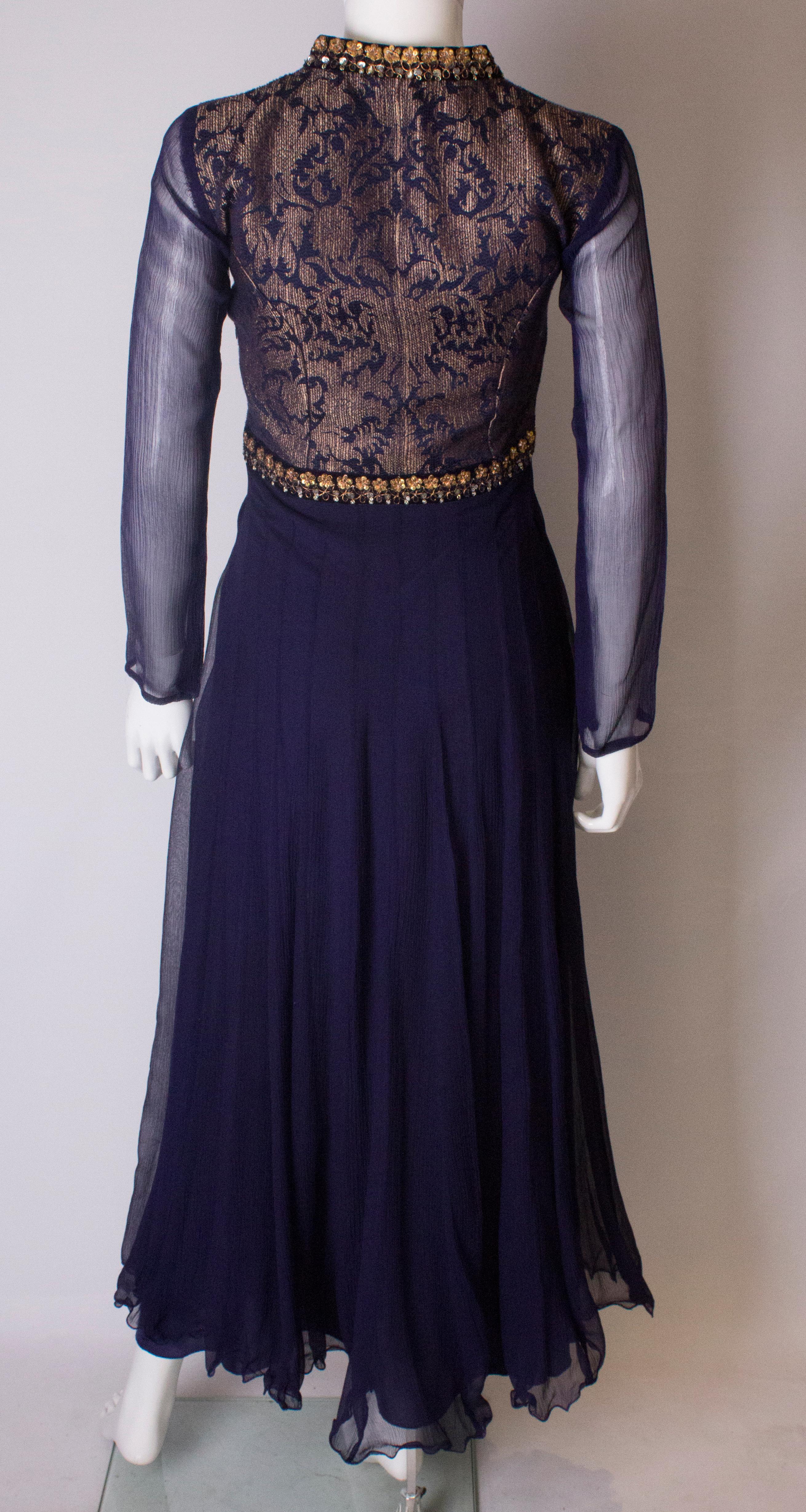 Vintage Indigo Silk Chiffon Dress 3
