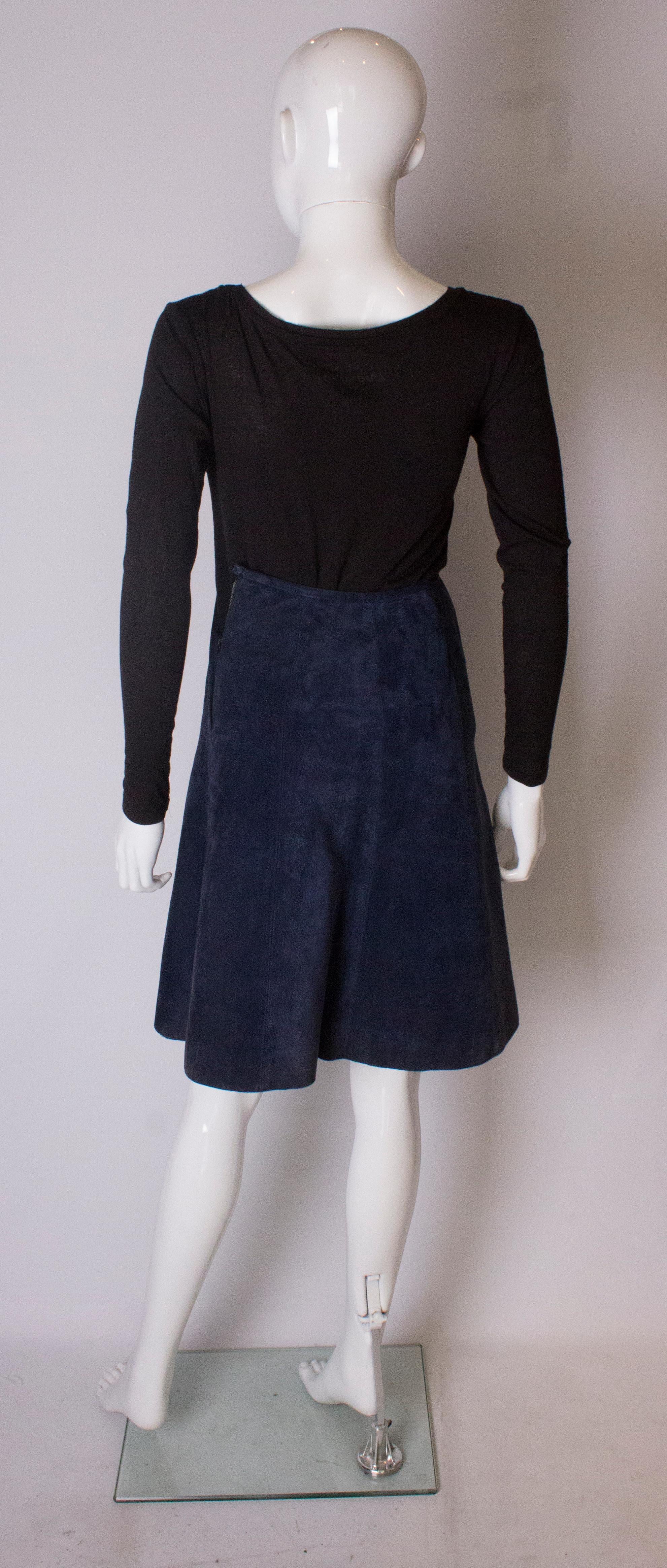 Vintage Blue Suede Skirt from Fortnum and Mason For Sale 2