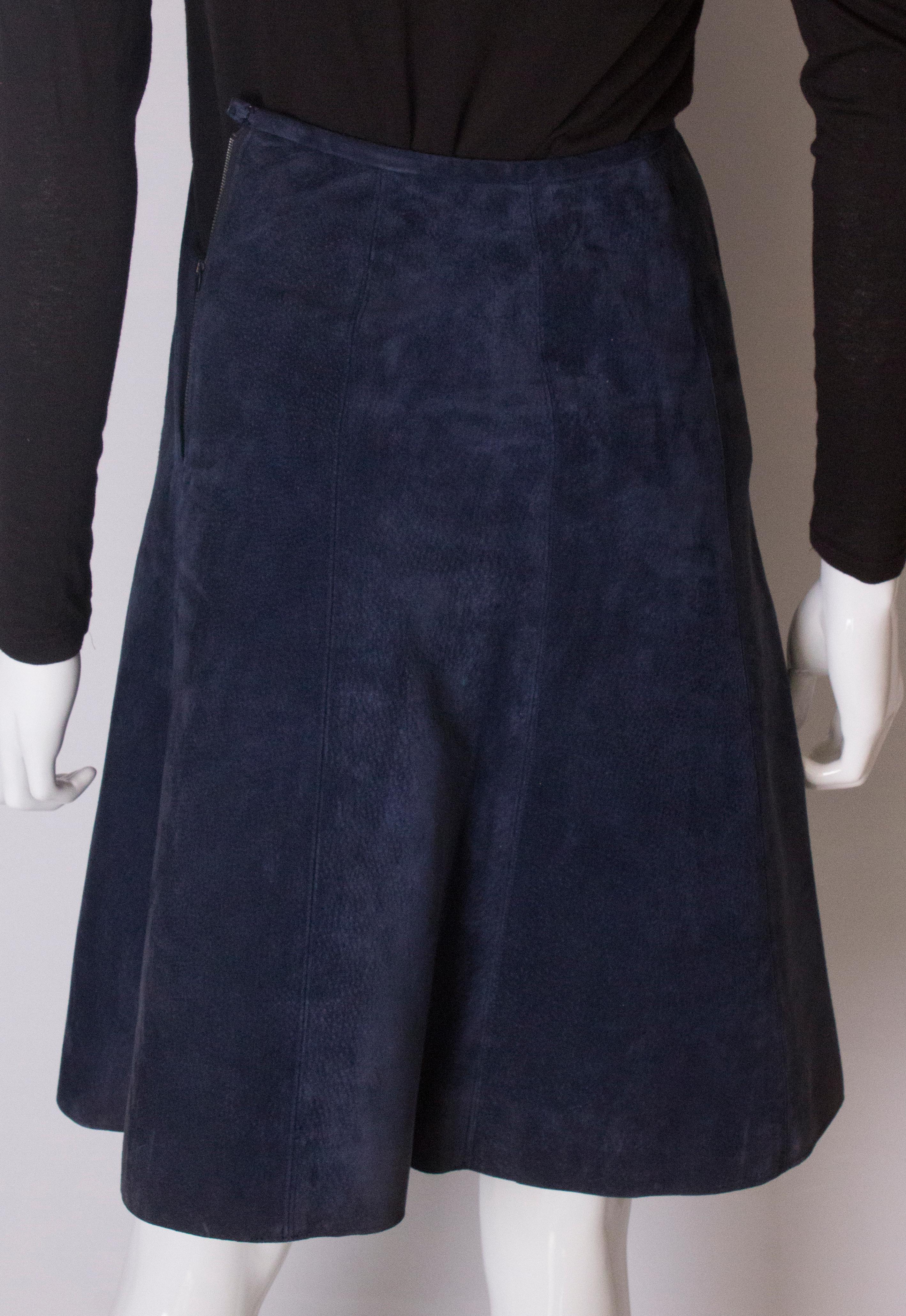 Vintage Blue Suede Skirt from Fortnum and Mason For Sale 3